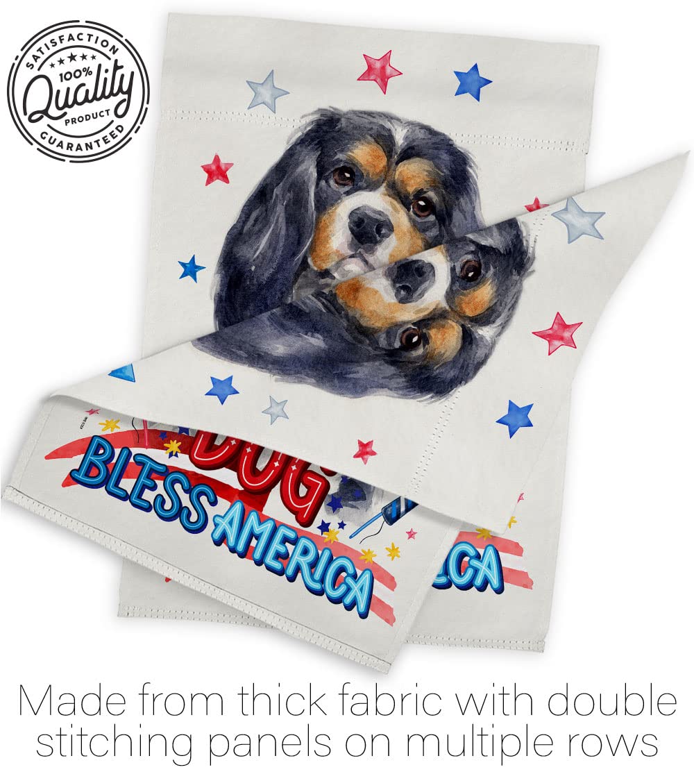 Patriotic Cavalier Spaniel Garden Flag Set - Double-Sided Dog Yard Decor for Outdoor & Home Use