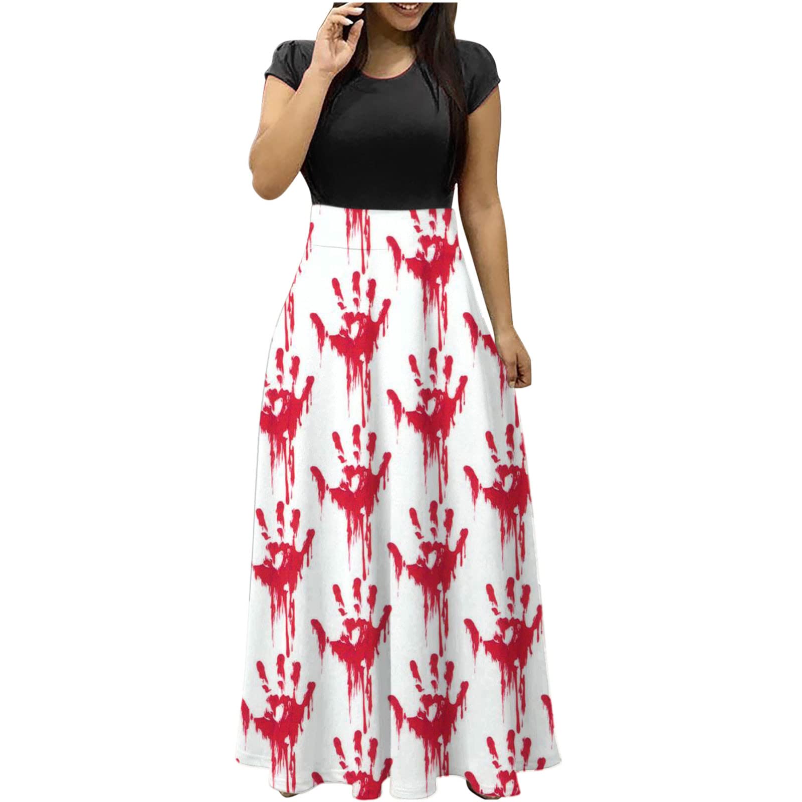 Women's Summer Party Dresses - Short Sleeve Loose Boho Maxi Dress with Floral Print, Casual Long Sundress for Beach Cover Up | Perfect for Outdoor Events, Vacations & Date Nights