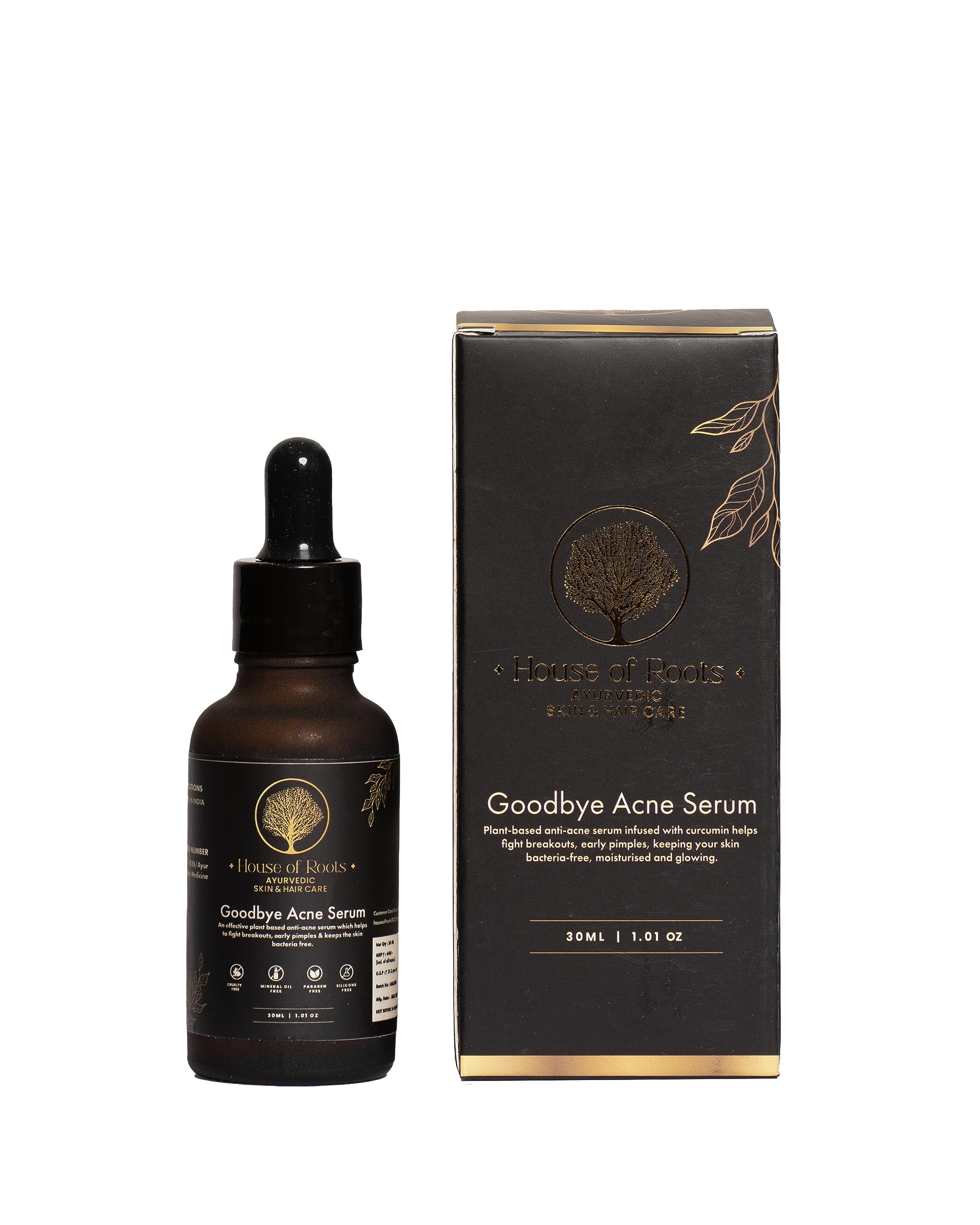 House of Roots Goodbye Acne Serum 30ml - Natural Acne Treatment for Clear Skin | Best for Oily & Sensitive Skin | Day & Night Use