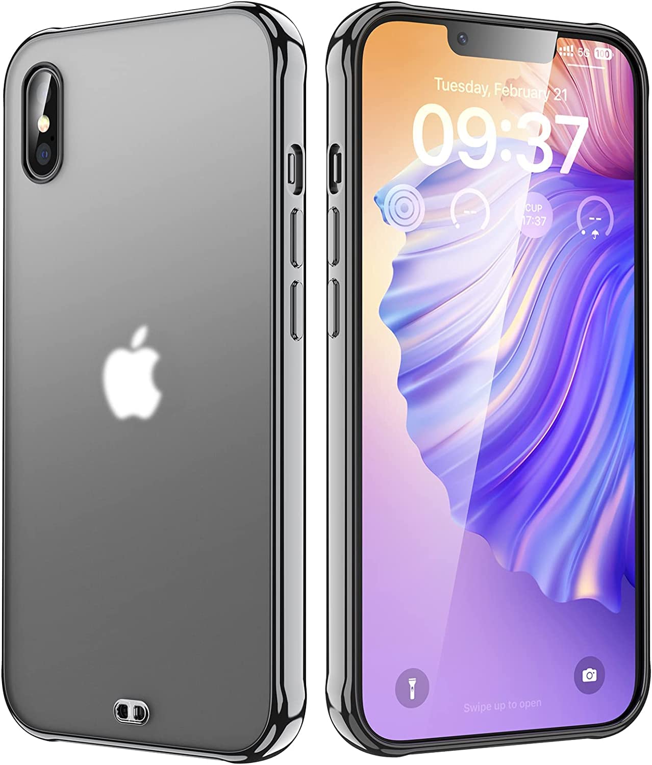 ORIbox iPhone X/XS Case - Translucent Matte Black Soft Edge Lightweight Protective Cover for iPhone X & XS | Perfect for Women, Men, Teens & Kids | Everyday Use, Work, School & Travel