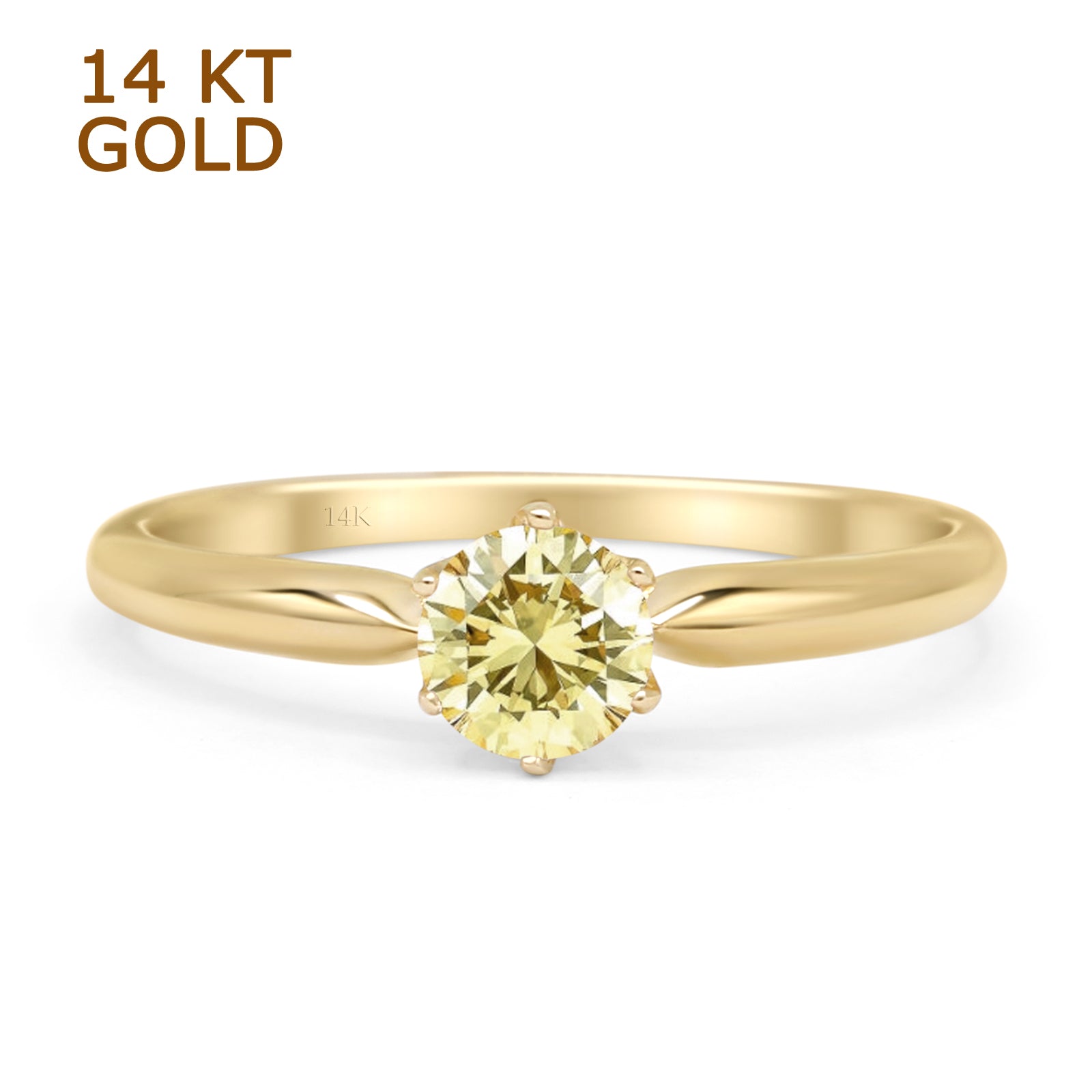 14K Yellow Gold Round Cubic Zirconia Solitaire Ring - Elegant & Affordable Engagement Jewelry for Women, Perfect for Proposals, Anniversaries & Special Occasions