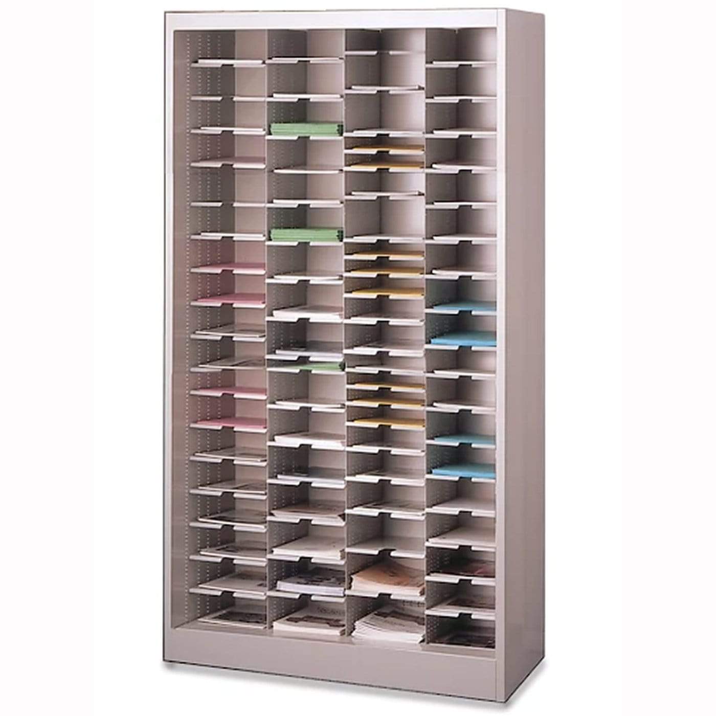 Safco Mayline 42x80 Wall Cabinet with 56 Pockets in Pebble Gray - Perfect for Office Organization & File Storage [4280ND109]