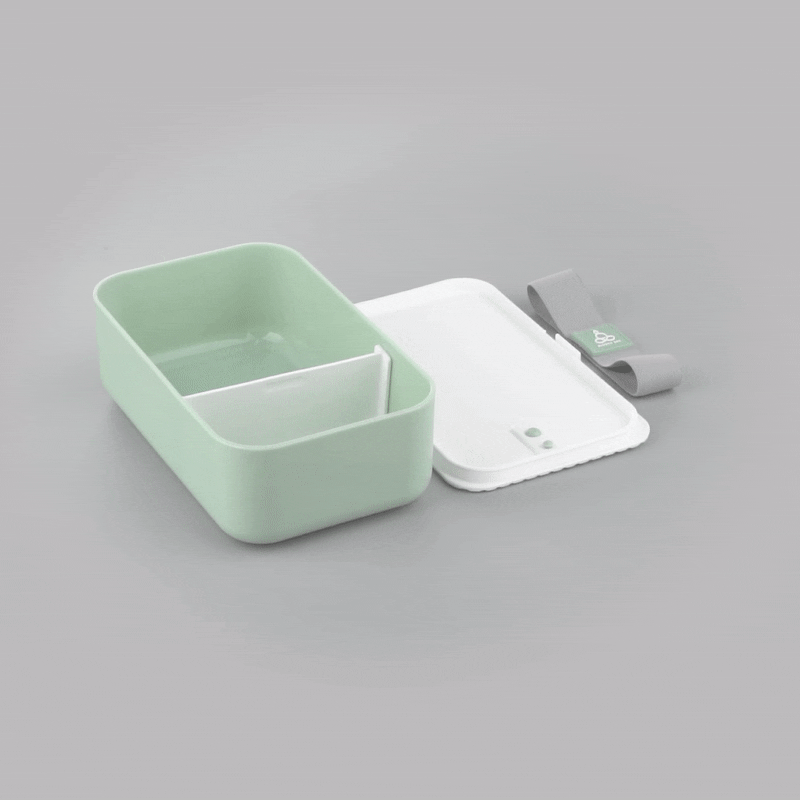Bento Tek 34 oz Eco-Friendly Green Buddha Lunch Box with Secure White Lid - 7.5