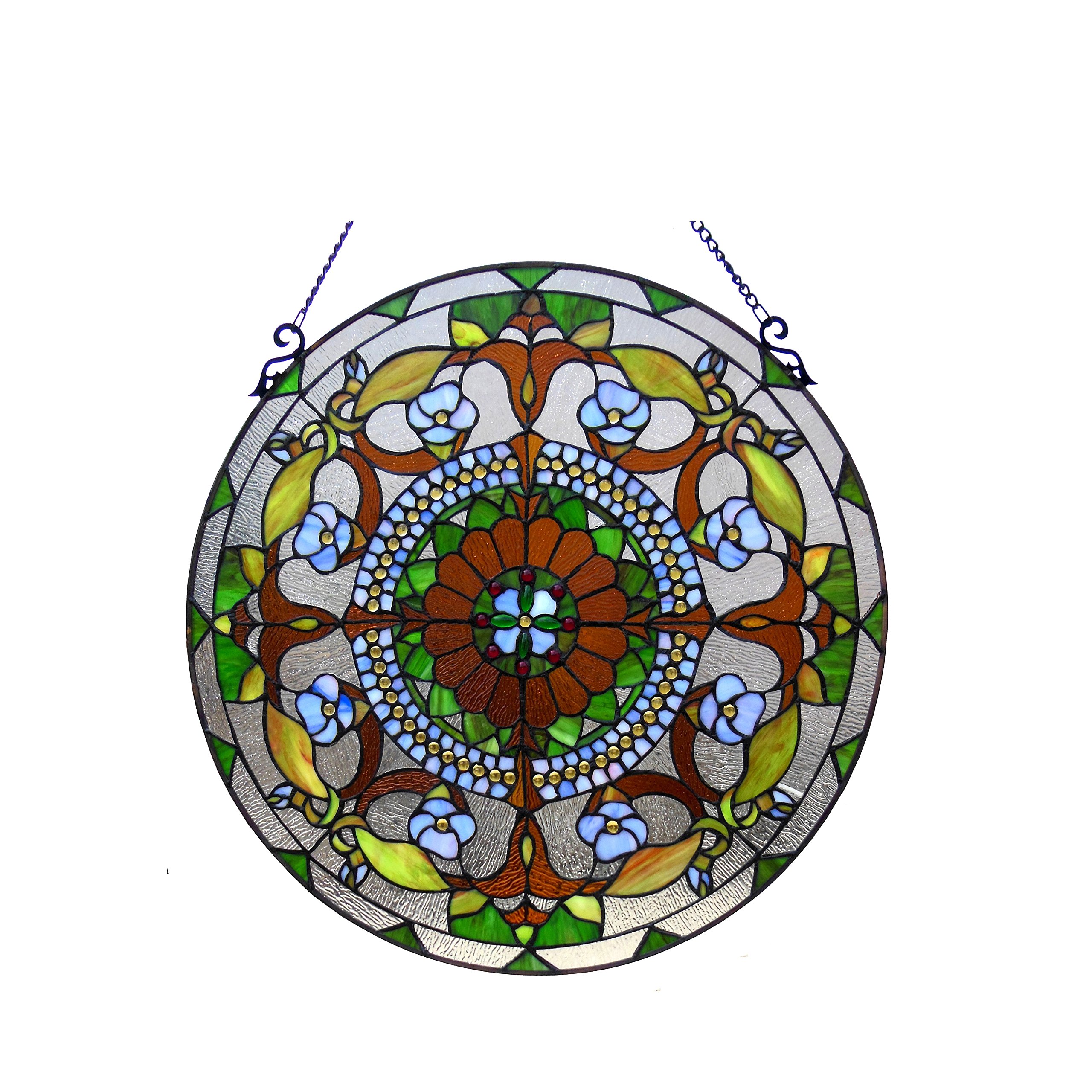 Tiffany-Style Stained Glass Victorian Window Panel - 24 Inch Handcrafted Art Glass for Home Decor, Church, or Office