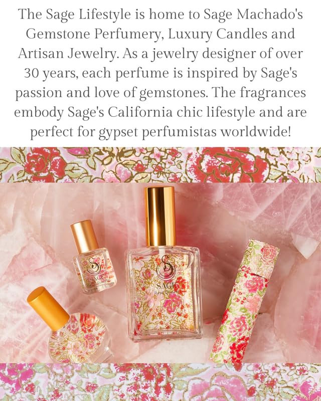 Organic Rose Quartz Perfume Oil Roll-On - 1/4 oz | Vegan, Cruelty-Free Floral Scent with Rose Damask, Honeysuckle & Jasmine | Natural Aromatherapy for Stress Relief & Self-Care Rituals