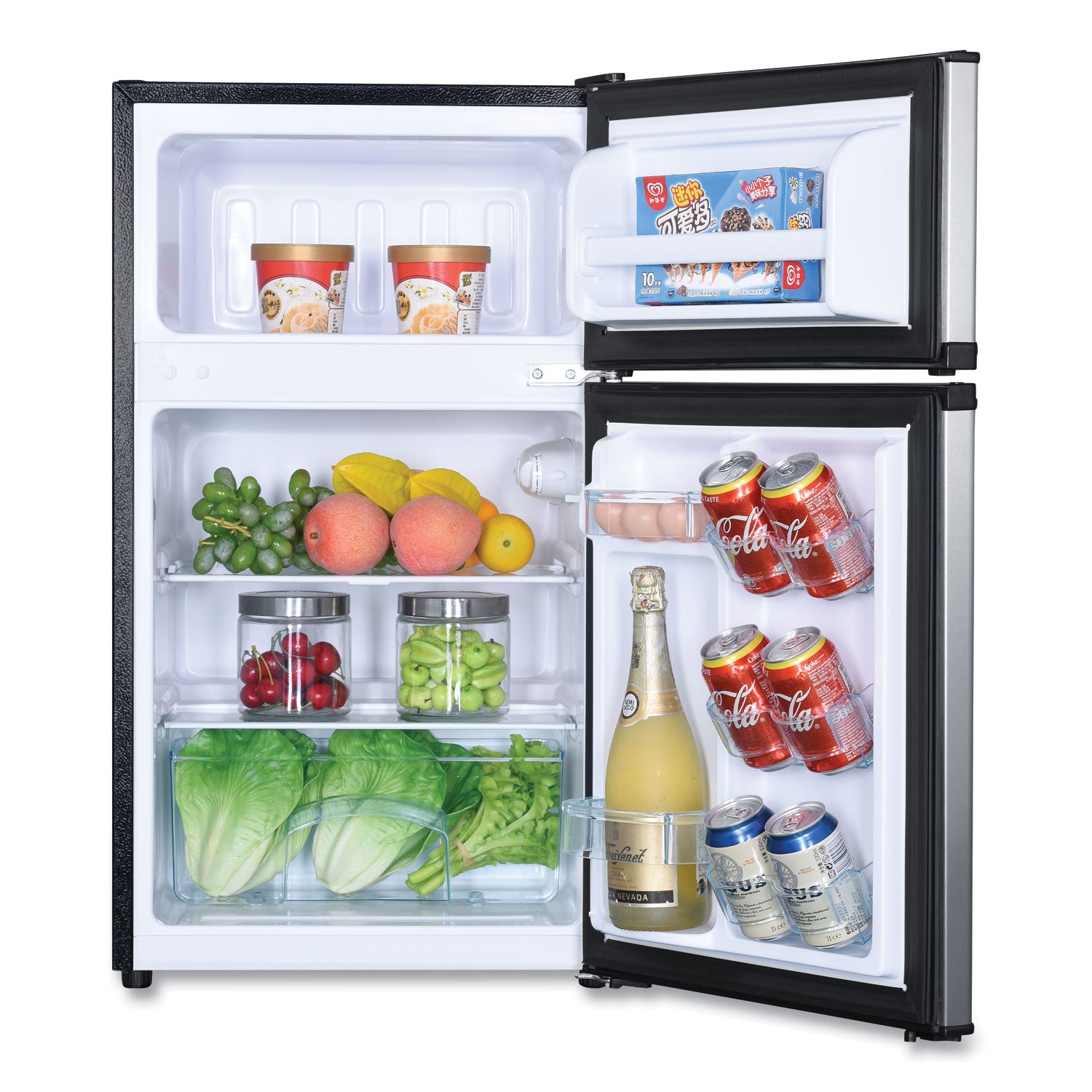 Avanti 3.1 Cu. Ft Counter Height Refrigerator Freezer - 2 Door Compact Fridge in Black Stainless Steel for Kitchen, Bar, Office or Dorm Room