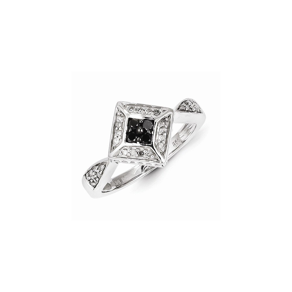 Exquisite Sterling Silver Ring with Black & White Diamonds - Elegant Jewelry for Women, Perfect for Weddings, Anniversaries & Special Occasions
