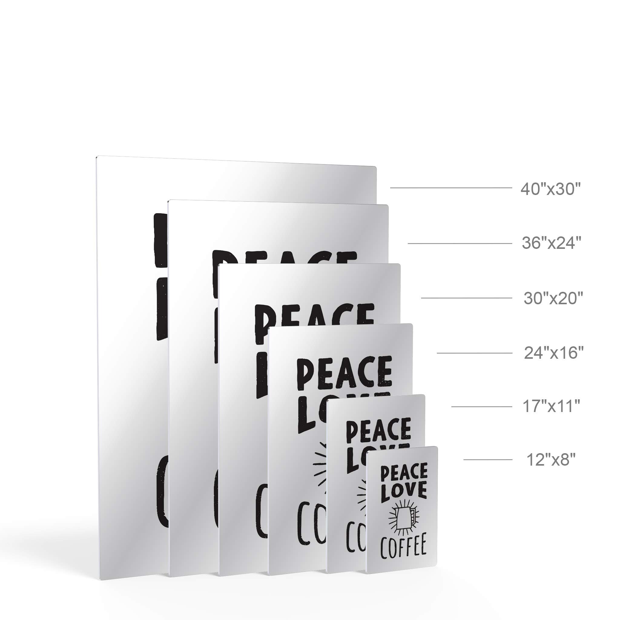 Smile Art Design Peace Love Coffee Black and White Metal Wall Art Print - Inspirational Coffee Sign for Kitchen, Farmhouse, Restaurant & Office Decor (40x30) - Perfect Gift for Coffee Lovers & Home Décor
