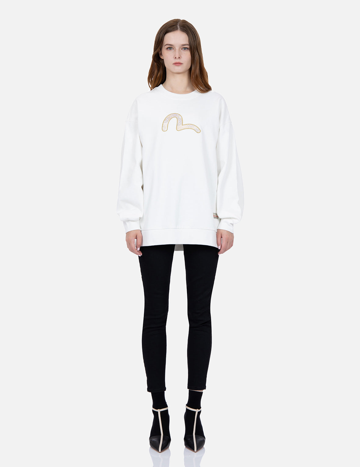 Stylish Brocade Seagull Appliqué Sweatshirt for Women - Trendy Embellished Pullover for Casual Wear & Fall Fashion