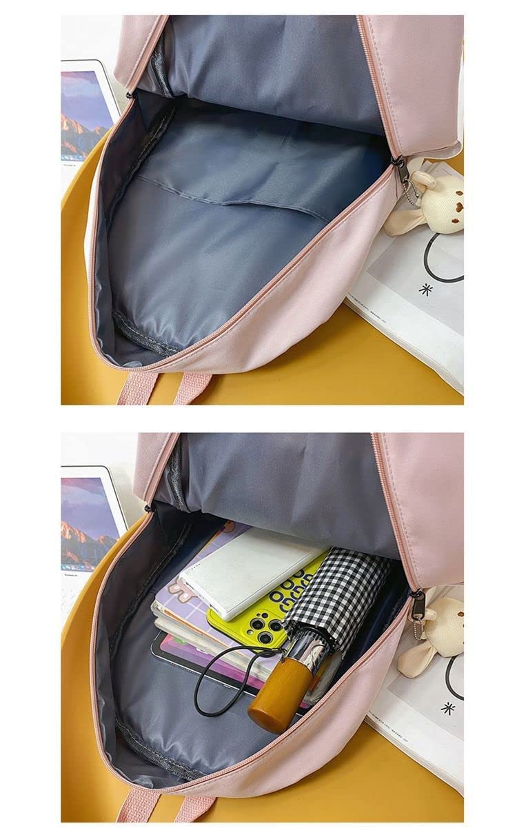 Cute Bunny Ear Backpack with Bear Pendant - Large Black School Bag for Teen Girls, Women | Perfect for School, College, Travel & Daily Use