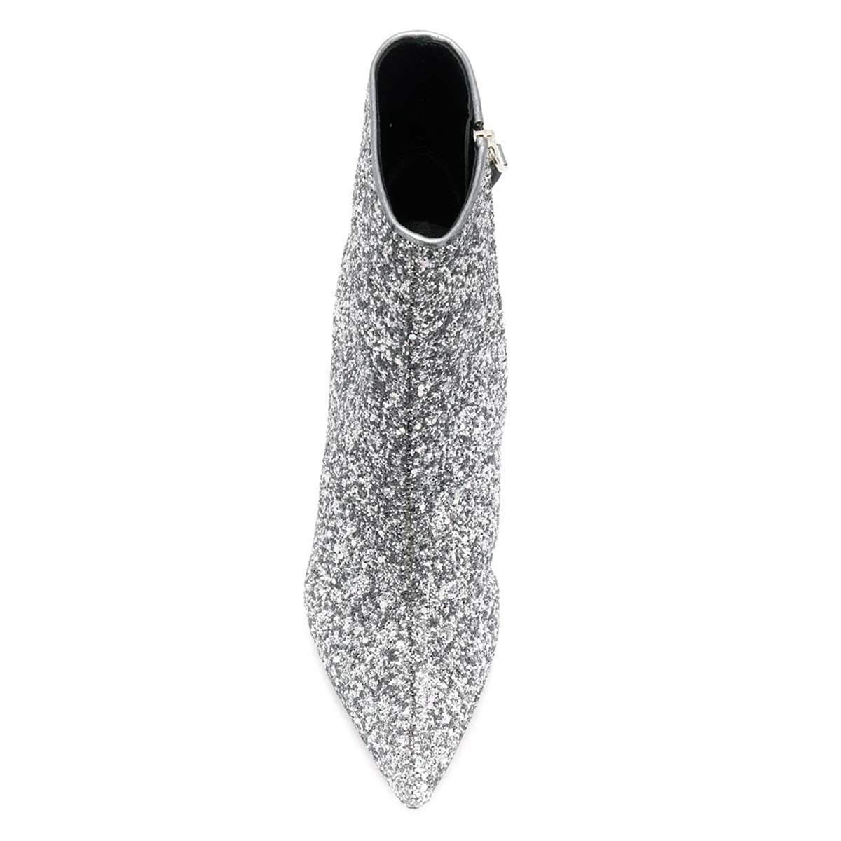 FSJ Women's Sparkle Glitter Ankle Boots - Stiletto Heel Pointed Toe Zip Up Fashion Booties Size 4-15 US - Perfect for Party, Night Out & Holiday Events