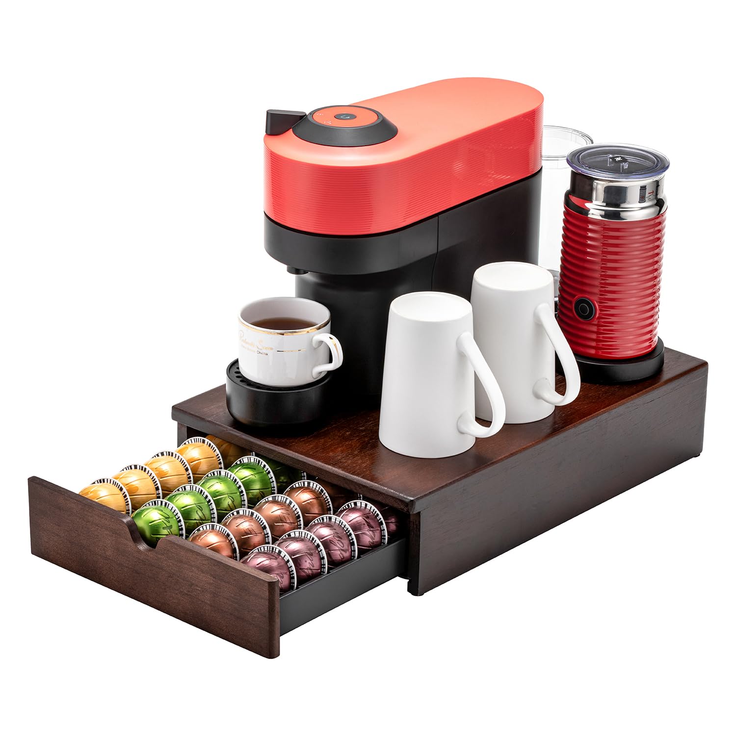 Premium Wooden Nespresso Vertuo Pod Holder & Organizer - 40 Pod Capacity, Modern Coffee Machine Stand for Kitchen Countertop | Perfect for Home & Office Coffee Stations