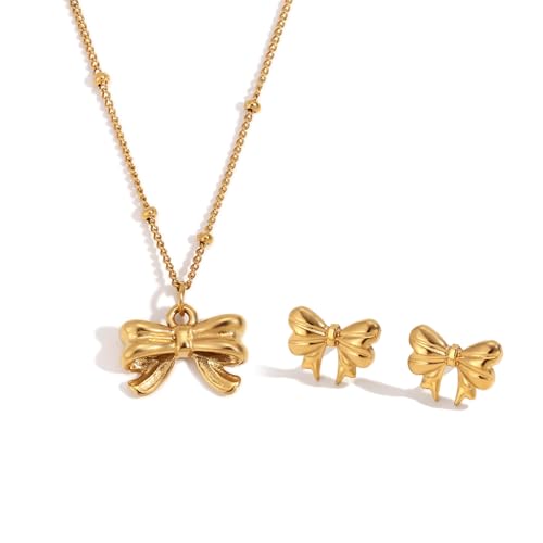 C4:gold bow jewelry set