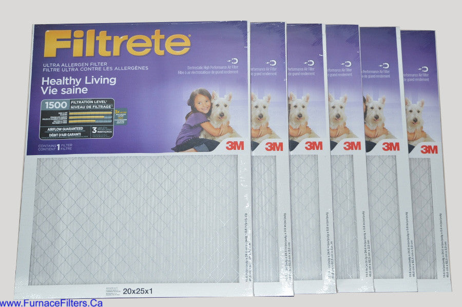 3M Filtrete 20x25x1 Air Filter MPR 1500, 6-Pack - High Efficiency Furnace Filters for Home HVAC Systems, Dust & Allergen Reduction - Perfect for Living Rooms, Bedrooms & Offices