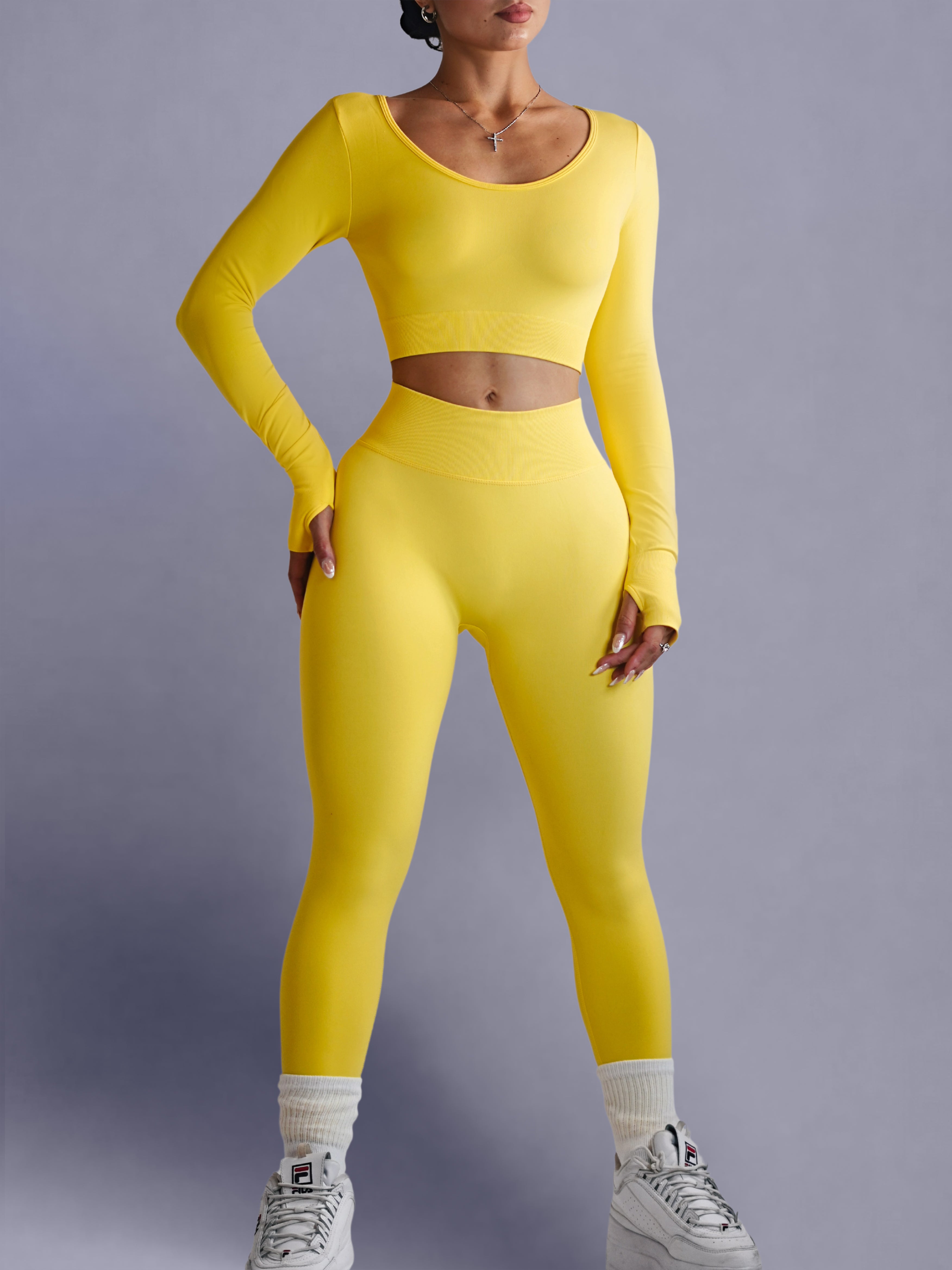 Seamless Breathable Leggings for Women - High Waisted Yoga Pants (Yellow Sprite) - Perfect for Workout, Running, Yoga & Lounge Wear