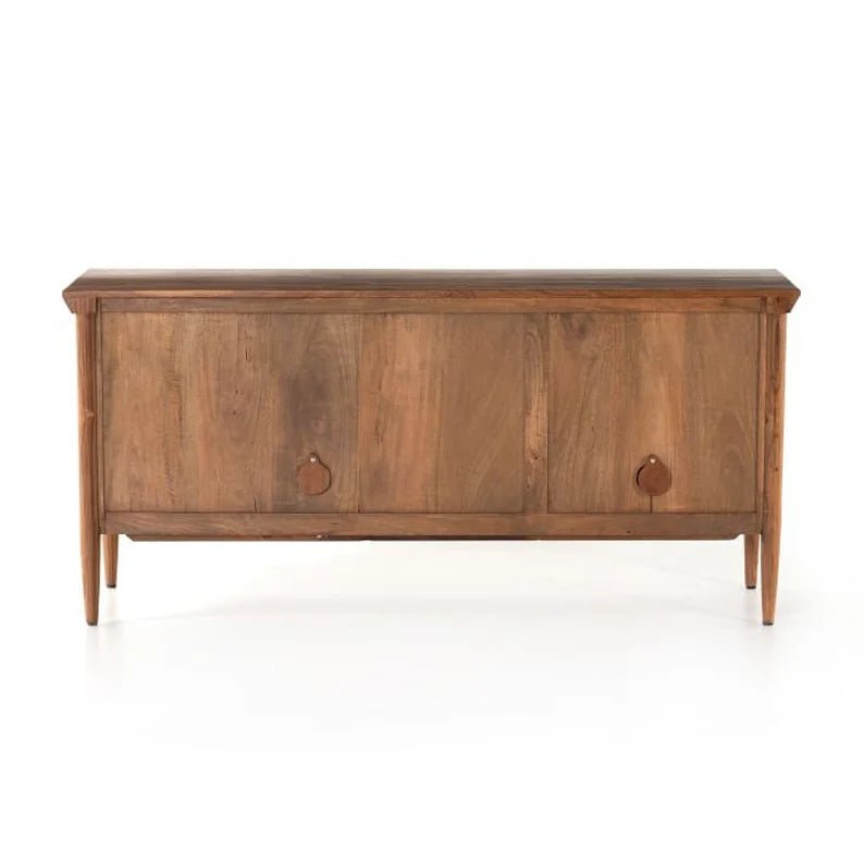 Hand Carved Wooden Buffet Table - Solid Wood Sideboard for Dining Room, Living Room & Kitchen Storage | Rustic Home Decor Furniture
