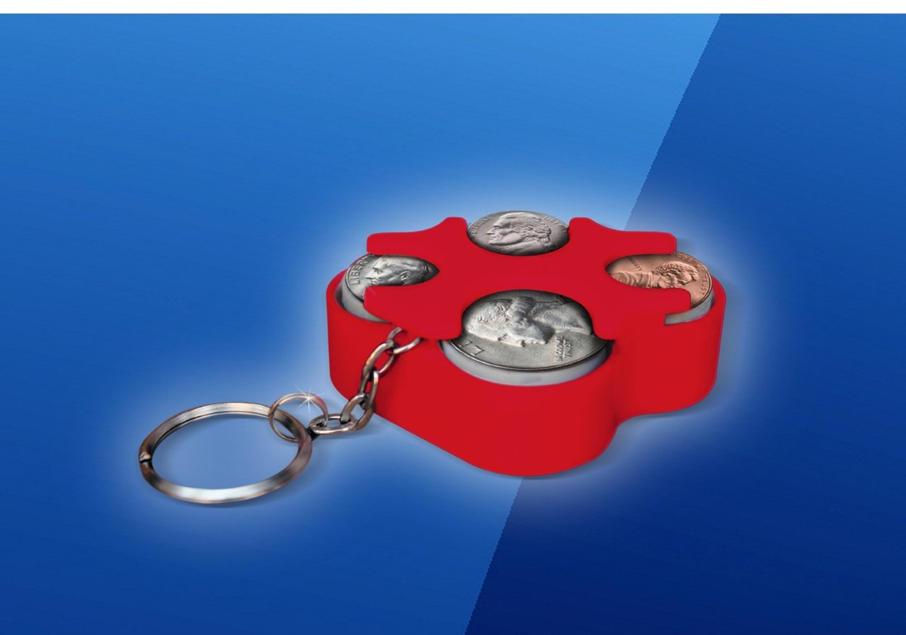 Key Chain Coin Holder - Compact Coin Organizer for US Coins (Red) - Perfect for Travel, Shopping & Everyday Use