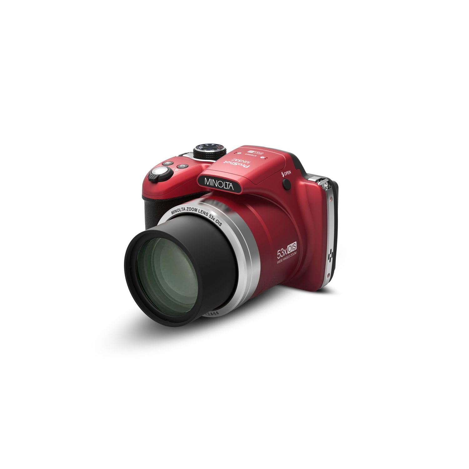 Minolta Pro Shot 16MP HD Digital Camera with 53x Optical Zoom, 1080p Full HD Video, 16GB SD Card - MN53Z (Red) - Perfect for Travel Photography, Wildlife Shooting & Vlogging