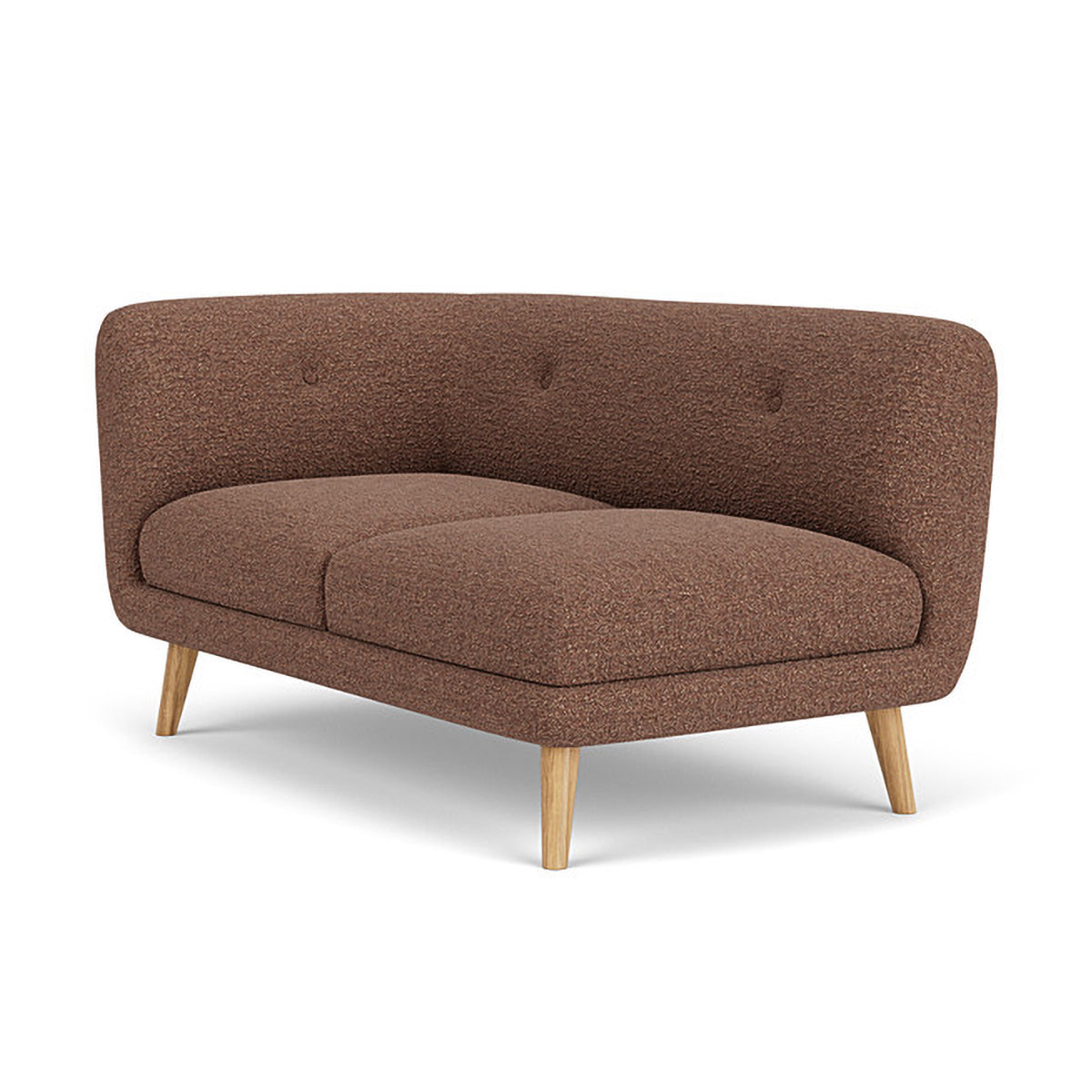 Alfred Boucle Left 2 Seater Modular Sofa - Modern Sectional Couch for Living Room, Small Space & Apartment - Soft Fabric Upholstery with Reversible Design