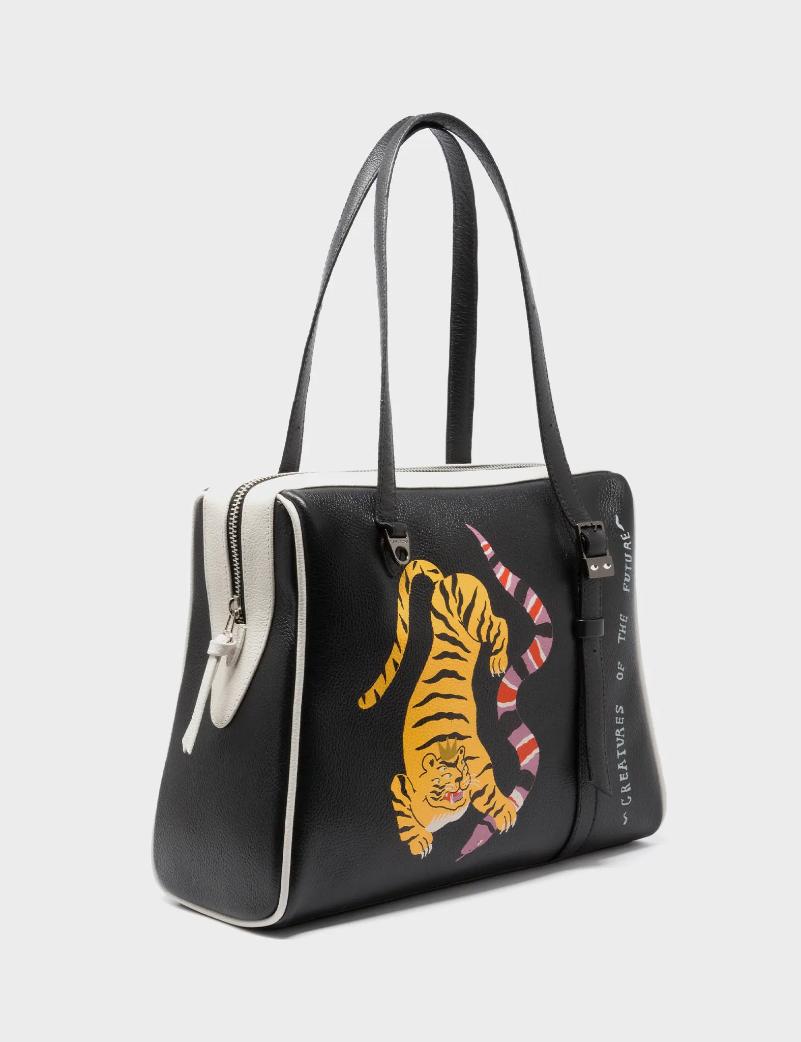 Esther Black Satchel Bag - Creatures of the Future Design Handbag for Women | Stylish Crossbody Purse for Work, Travel & Everyday Use