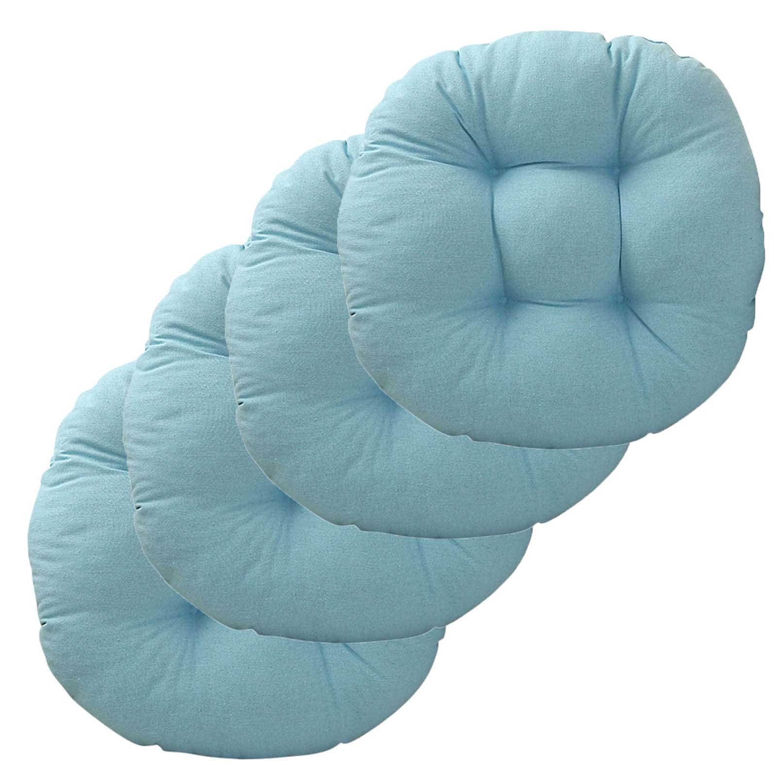 4-Piece Chair Cushion Set with Straps - Thick Round Cotton Seat Cushions for Dining Chairs, Home Office & Outdoor Use - Comfortable Support for Kitchen, Patio, and Workspace Seating