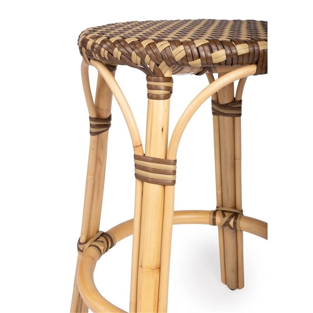 Home Square 2-Piece Brown Rattan Counter Stool Set - Perfect for Kitchen Islands, Breakfast Bars & Home Decor