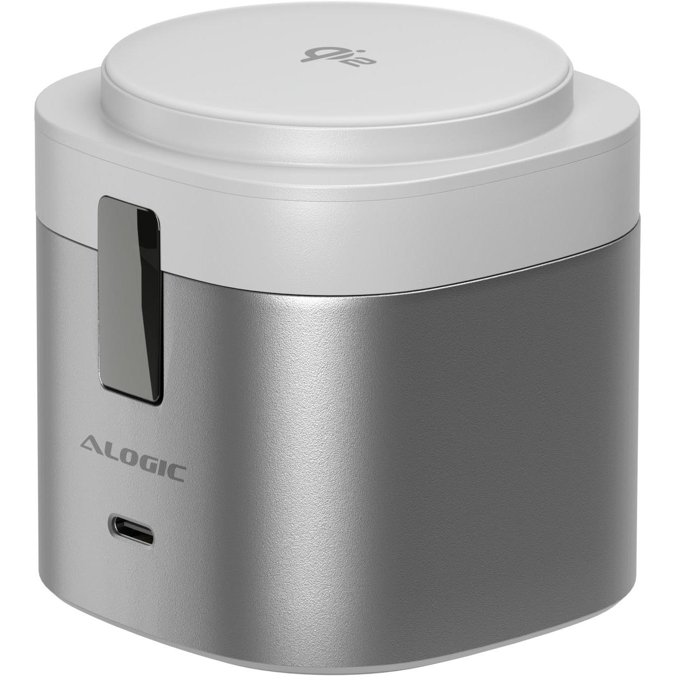 Alogic Powerpod 4-in-1 Qi2 Fast Wireless Charging Stand for iPhone 15/14/13, AirPods, Apple Watch - White | Multi-Device Charging Station for Home, Office & Travel