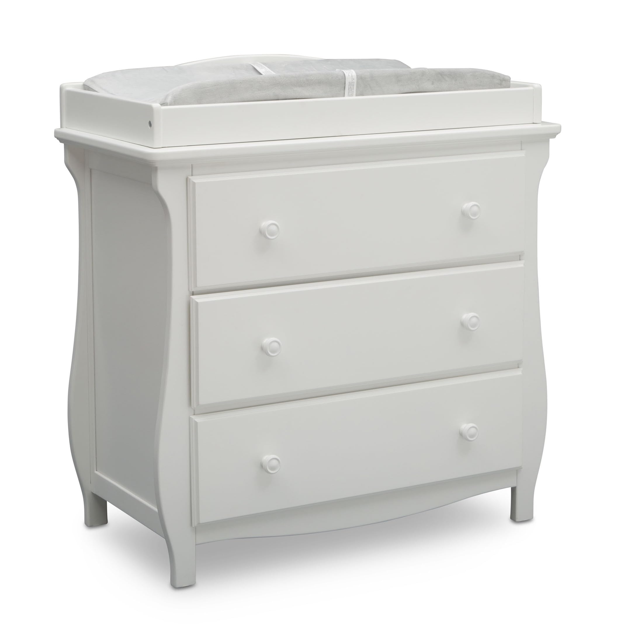 Delta Children Lancaster 3-Drawer Baby Dresser with Changing Table Top | GREENGUARD Gold Certified Nursery Furniture | Safe & Sturdy for Baby's Room (Bianca White) | Perfect for Diaper Changes & Infant Clothing Storage