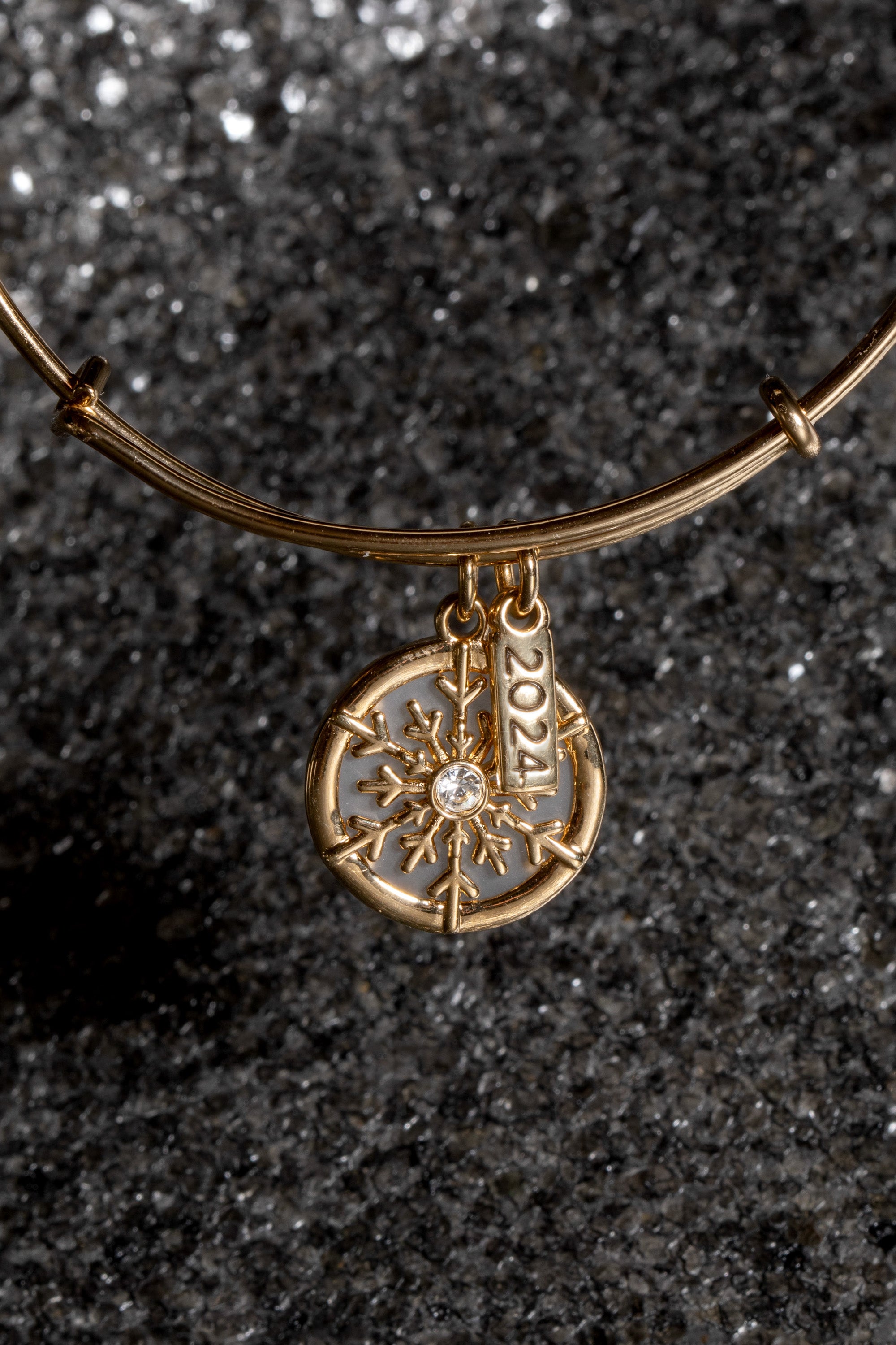 2024 Frosted Snowflake Charm Bangle Bracelet for Women - Elegant Winter Jewelry Gift for Christmas, Party & Holiday Outfits