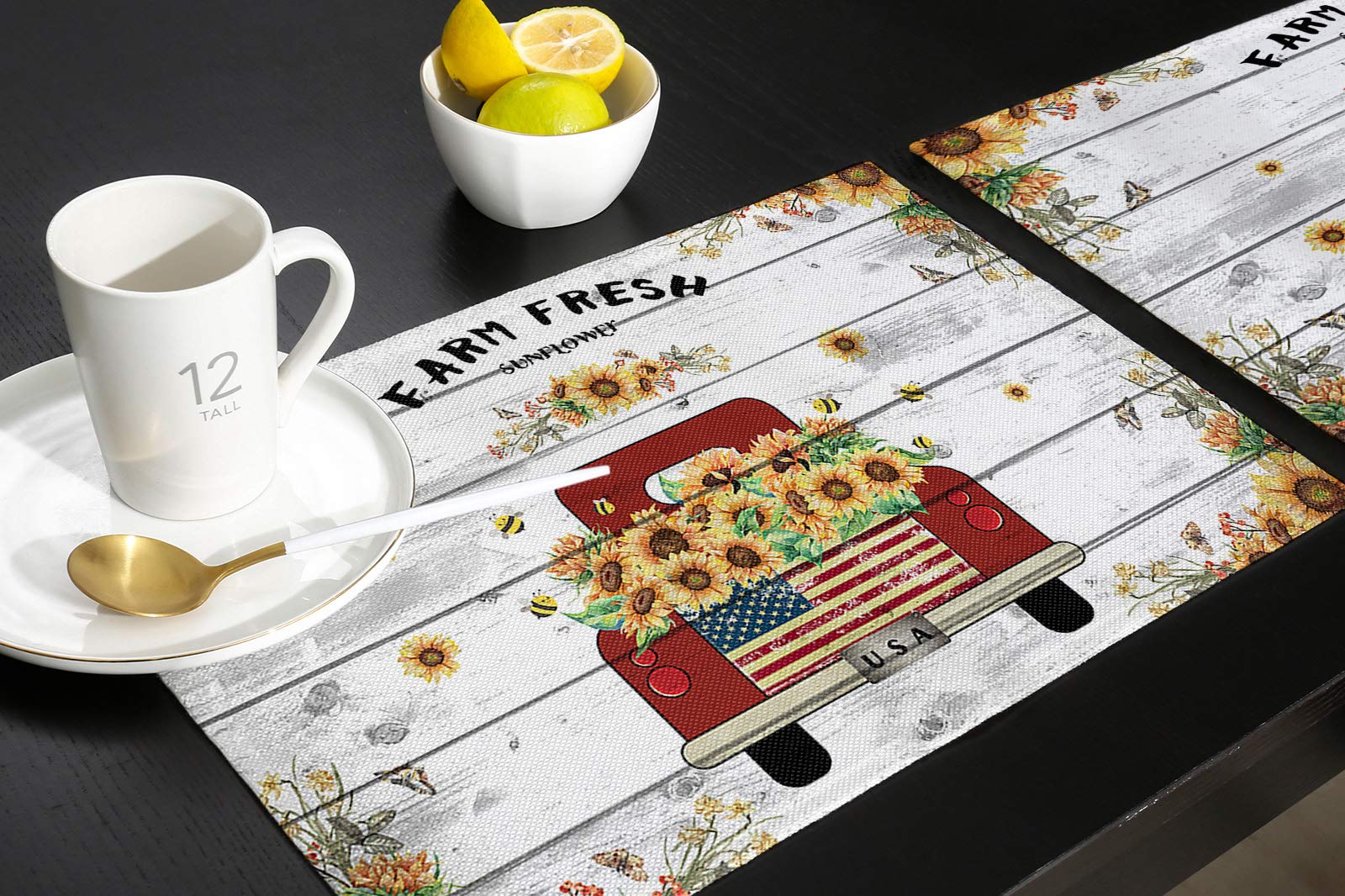Farm Truck & Sunflower Washable Placemats Set of 6 - 13