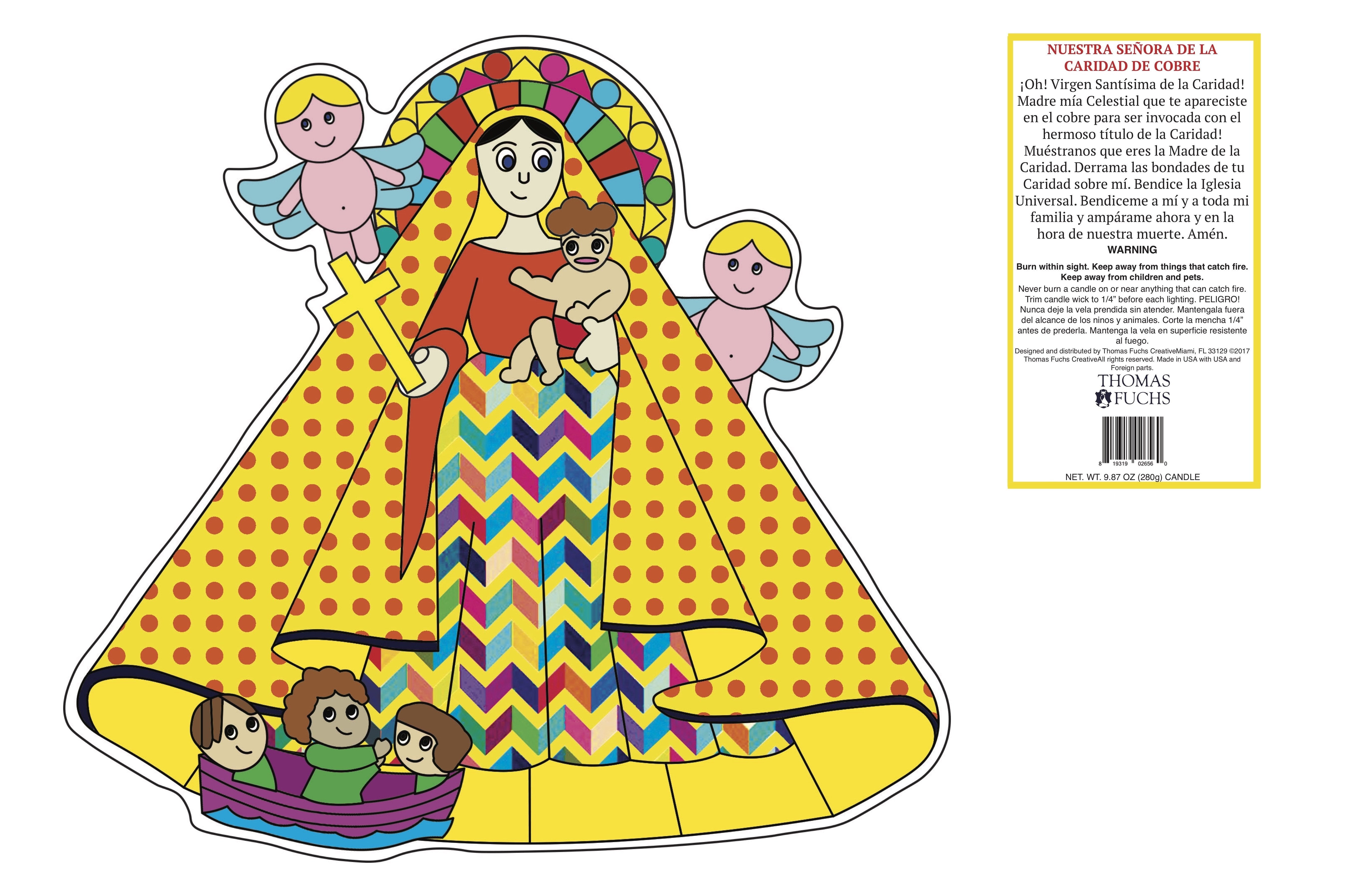 Our Lady of Charity Candle - Vibrant Pop Art Religious Candle for Prayer Altars, Home Decor & Spiritual Gifts