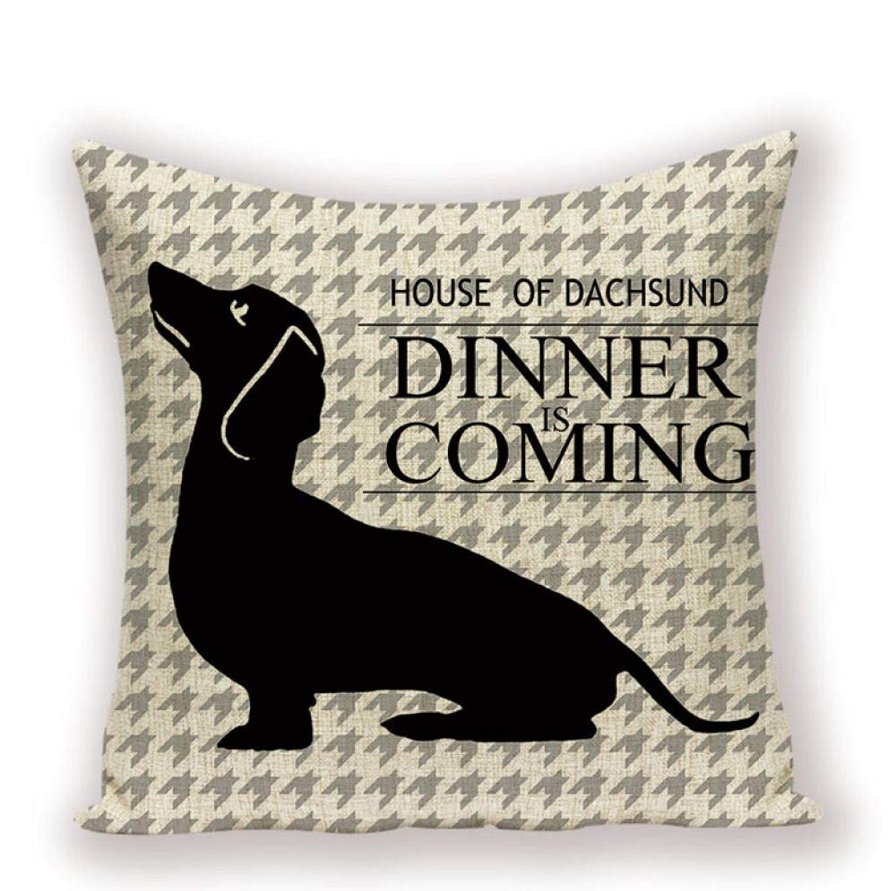 Colorful Linen Print Dachshund Dog Pillow Covers 18x18 Inch - Cute Wiener Dog Cushion Covers for Sofa, Bed, Living Room Decor - Home Decor, Pet Lover Gift, Dachshund Themed Bedroom Accessories