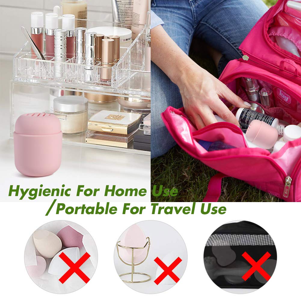BEZOX Silicone Makeup Sponge Holder - Travel-Friendly Beauty Blender Case & Drying Container for Cosmetic Tools (Blender Not Included) - Pink | Perfect for Travel, Gym & Daily Makeup Organization
