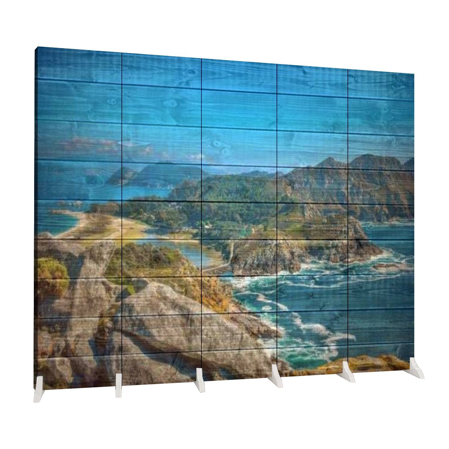 5-Panel Folding Room Divider - Privacy Screen Partition for Indoor Spaces | Freestanding Canvas Wall Separator | Home, Office & Studio Use