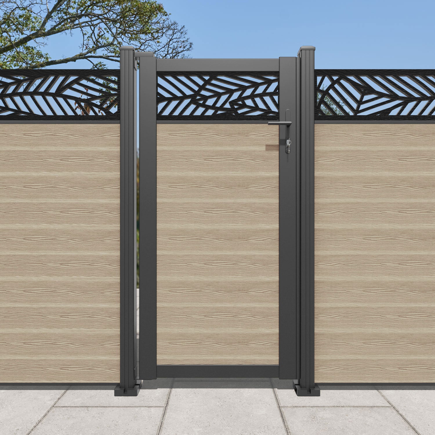 Classic Habitat Light Oak Pedestrian Gate - Durable Wooden Garden Gate for Backyard, Fence, and Driveway Entrance