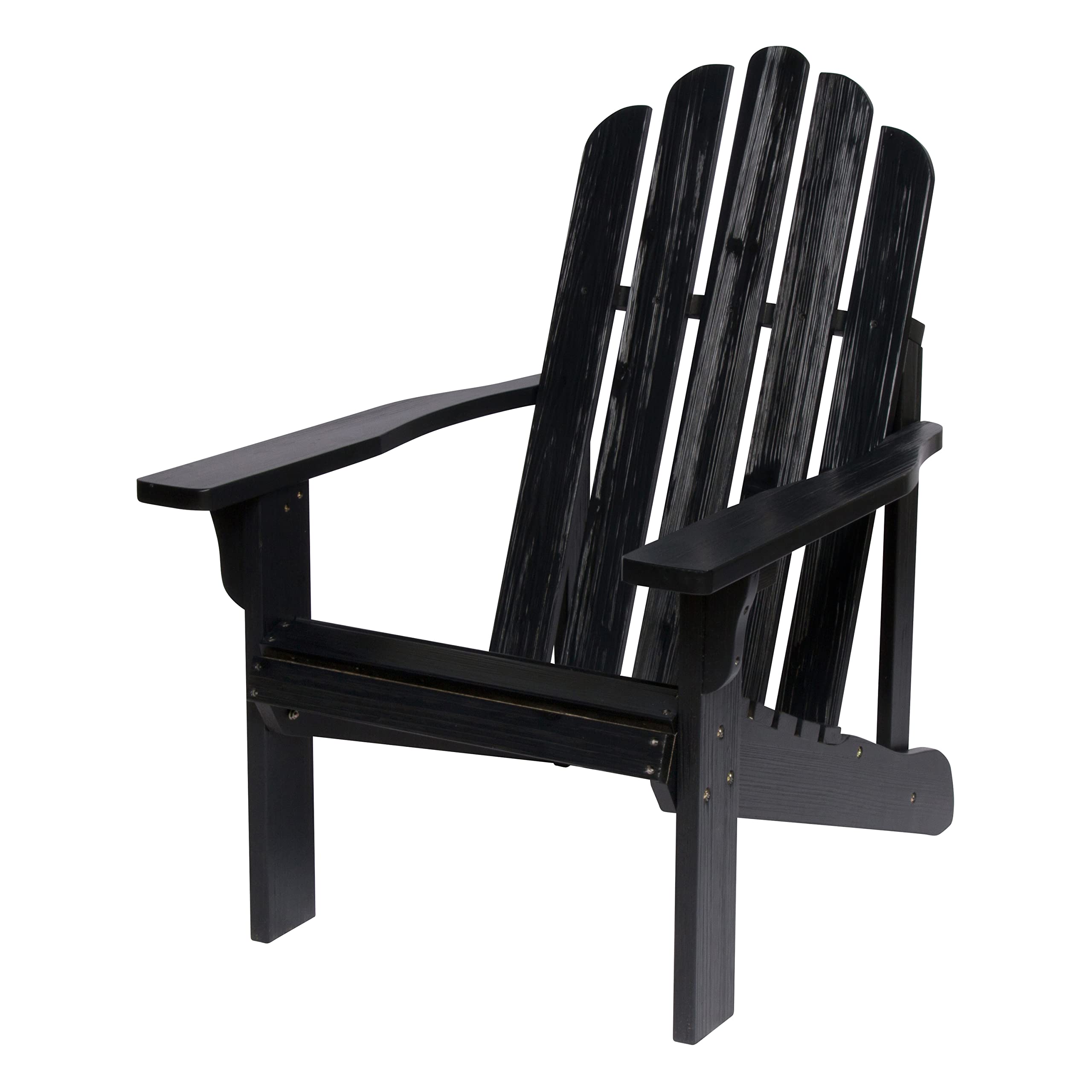 Shine Company Marina Adirondack Chair - Pre-Assembled Back & Seat, Durable Outdoor Furniture in Black - Perfect for Patio, Garden, Poolside & Beach Relaxation
