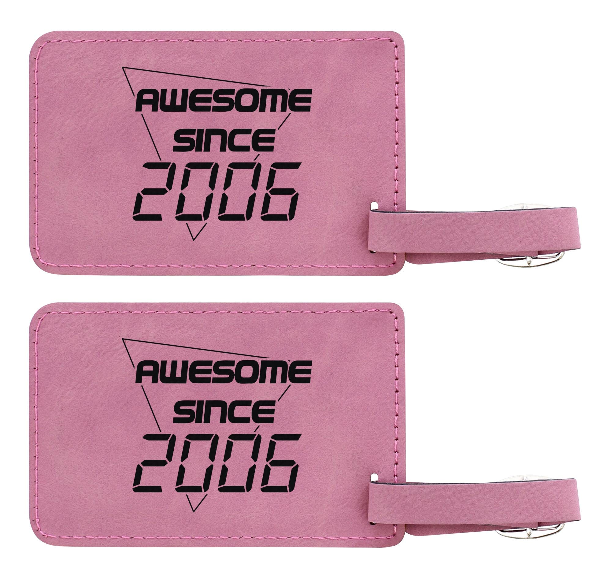 16th Birthday Gifts for Girls - 2-Pack Pink Laser Engraved Leatherette Luggage Tags | Personalized Travel Accessories for Sweet 16 Party, Teen Travel & Birthday Decorations Since 2006