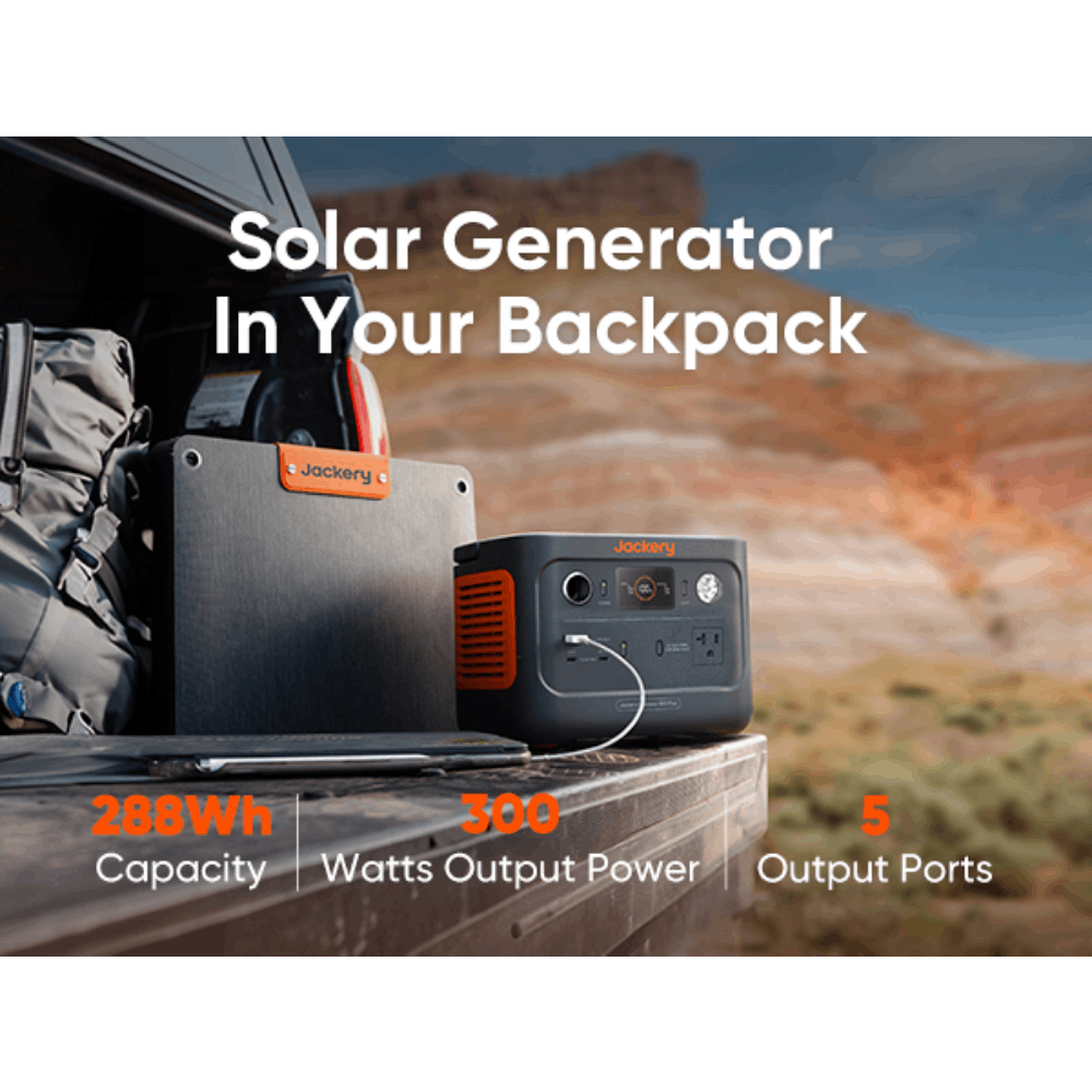 Jackery Solar Generator 300 Plus Portable Power Station - Certified Refurbished | Solar Charging for Camping, RV Trips & Emergency Backup Power