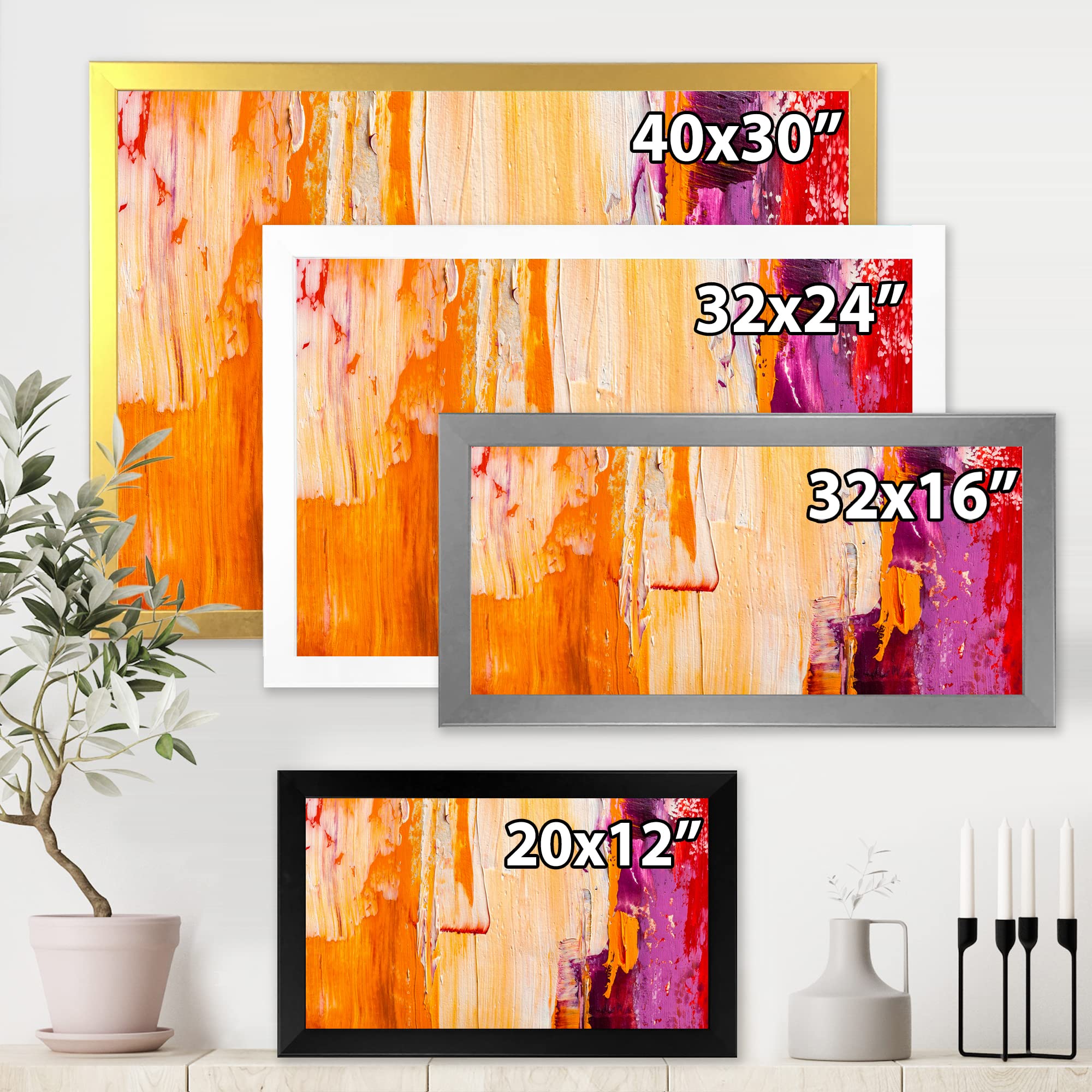DesignQ Grunge Green Abstract Modern Framed Wall Art - Contemporary Canvas Painting for Living Room, Bedroom & Office Decor