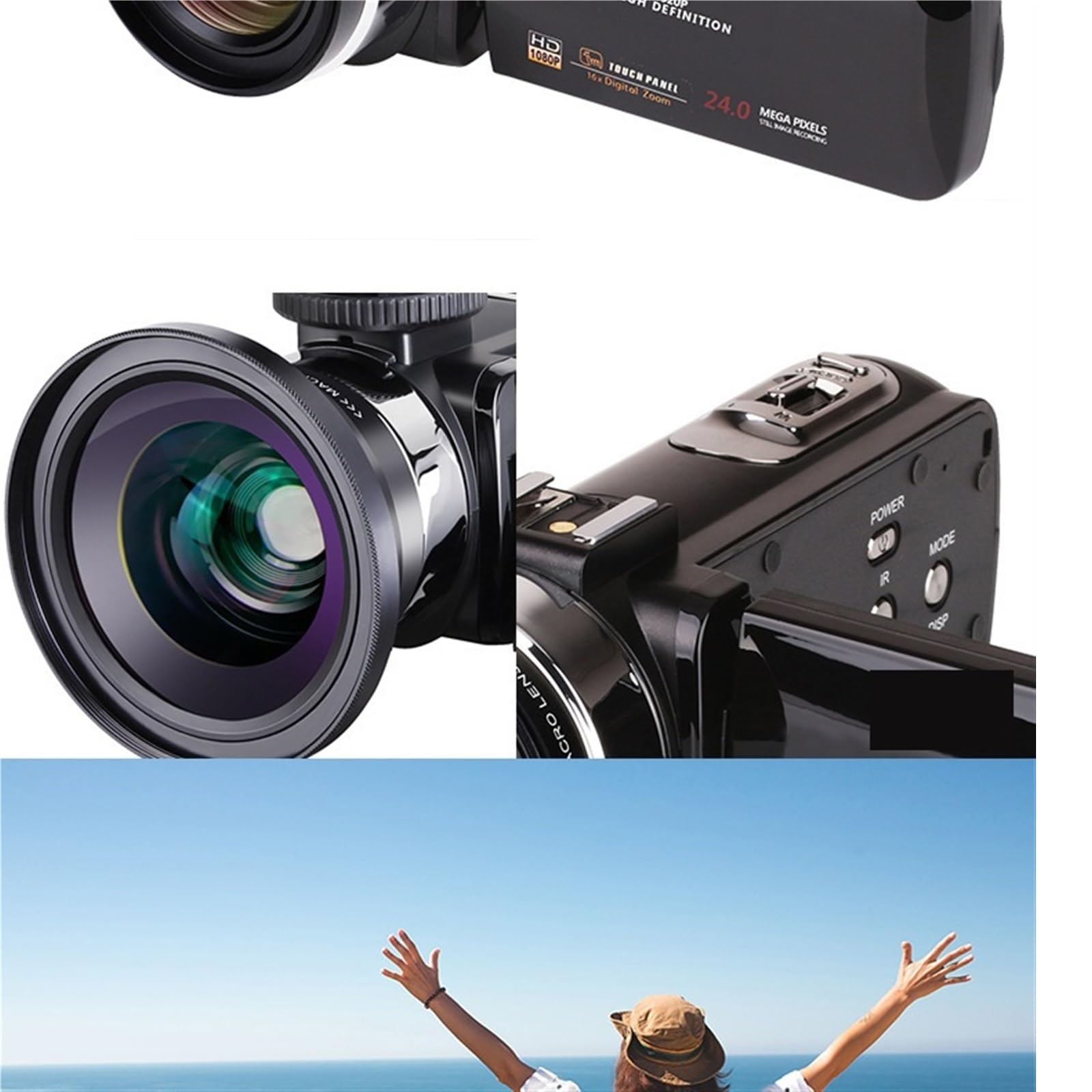 30MP HD Digital Video Camera with Hot Shoe Mount & Microphone - Portable Travel Camcorder for Vlogging, YouTube Videos & Home Movies - Perfect for Outdoor Adventures, Family Events & Content Creation