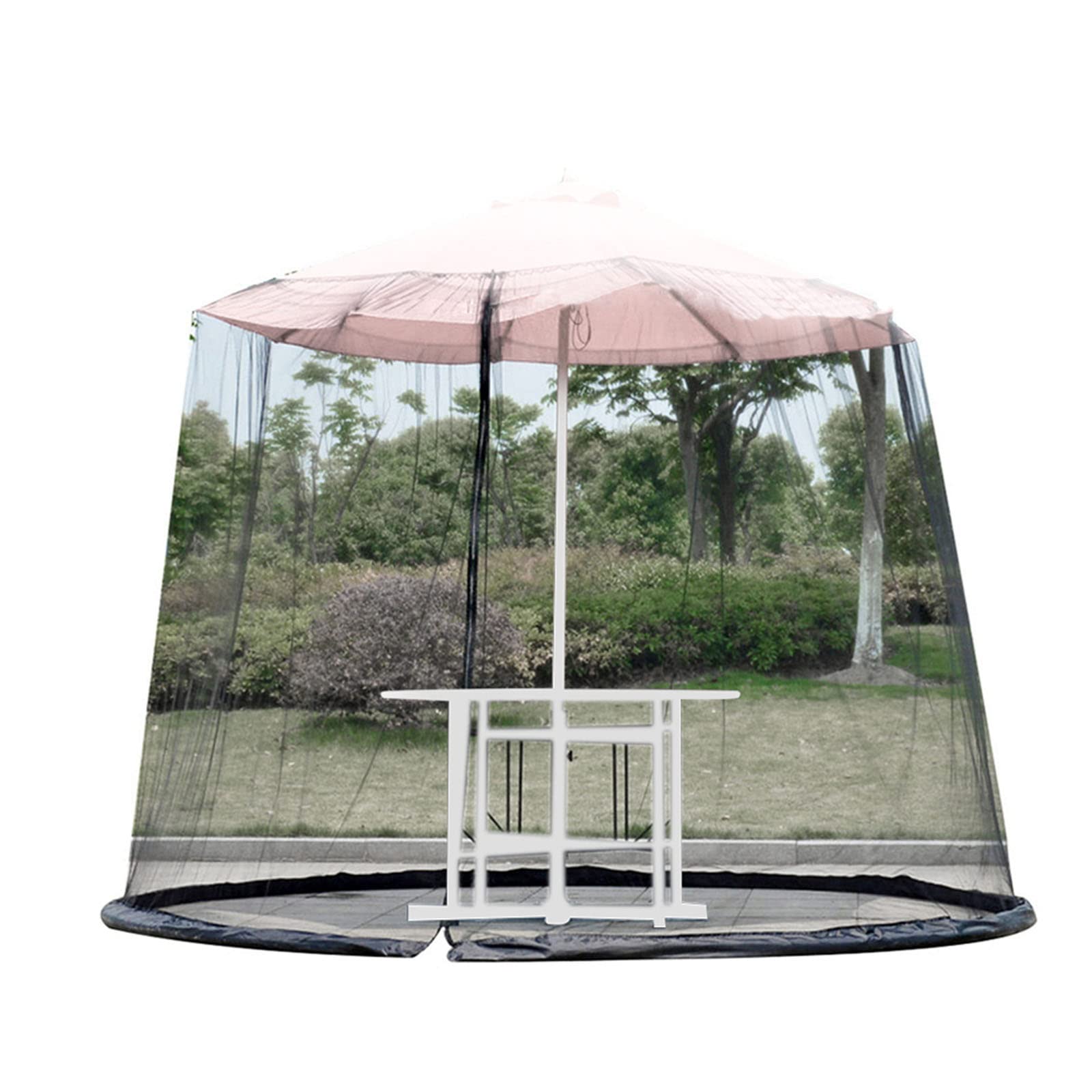 Outdoor Mosquito Net Canopy with Zipper & Drawstring - Waterproof Umbrella & Patio Table Cover for Backyard, Garden, and Camping Protection