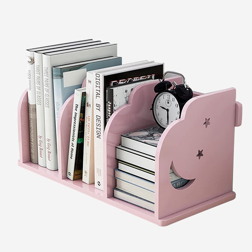 Pink Small Bookshelf for Desk - 40 x 21 x 21cm Compact Bookcase with Storage, Countertop Organizer for Students & Home Office - Perfect for Bedroom, Dorm, Study Room & Workspace