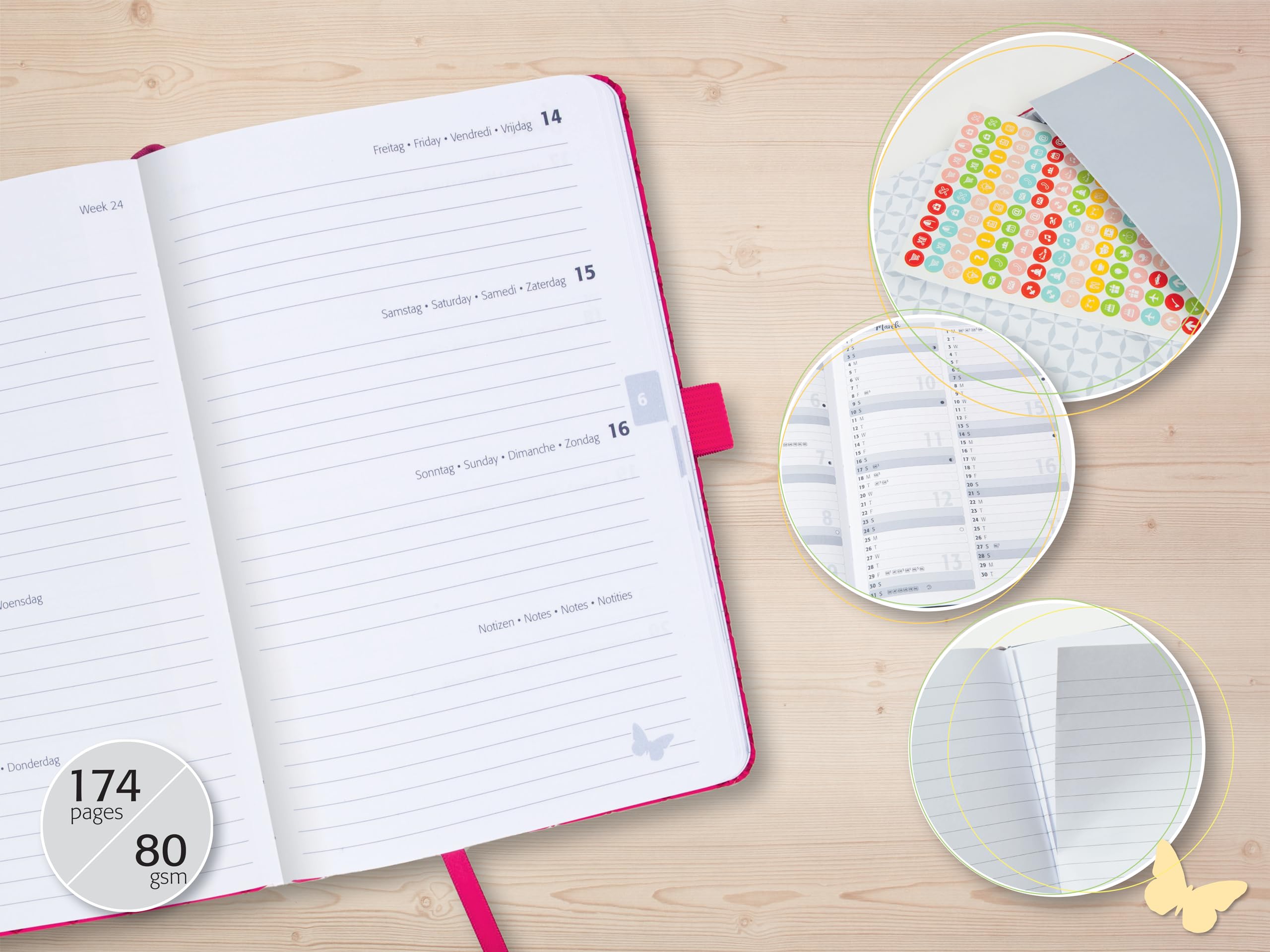SIGEL J5124 Jolie Weekly Planner 2025 - Hardcover Purple Planner (9.5 x 15 cm, 174 Pages) for Work, School & Personal Organization | Perfect for Scheduling, Goal Setting & Time Management