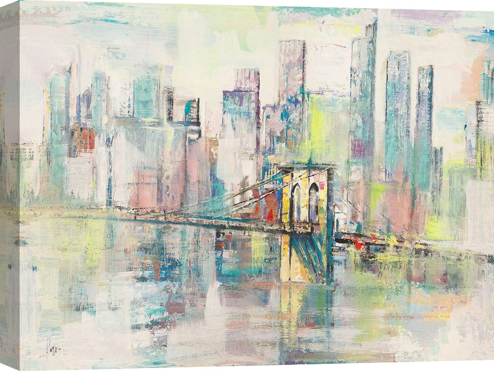 Abstract City Canvas Art Print - 'Morning in Manhattan' by Luigi Florio - 70x50 cm Wall Decor for Living Room, Office & Bedroom