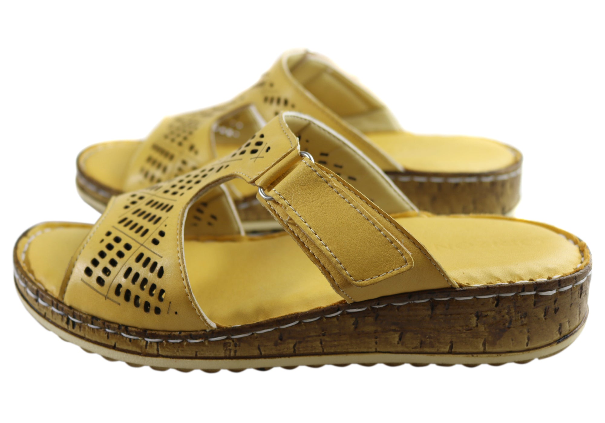 Orizonte Women's Comfortable Leather Slides Sandals - European Style Saffron Slippers for Home, Beach & Casual Wear