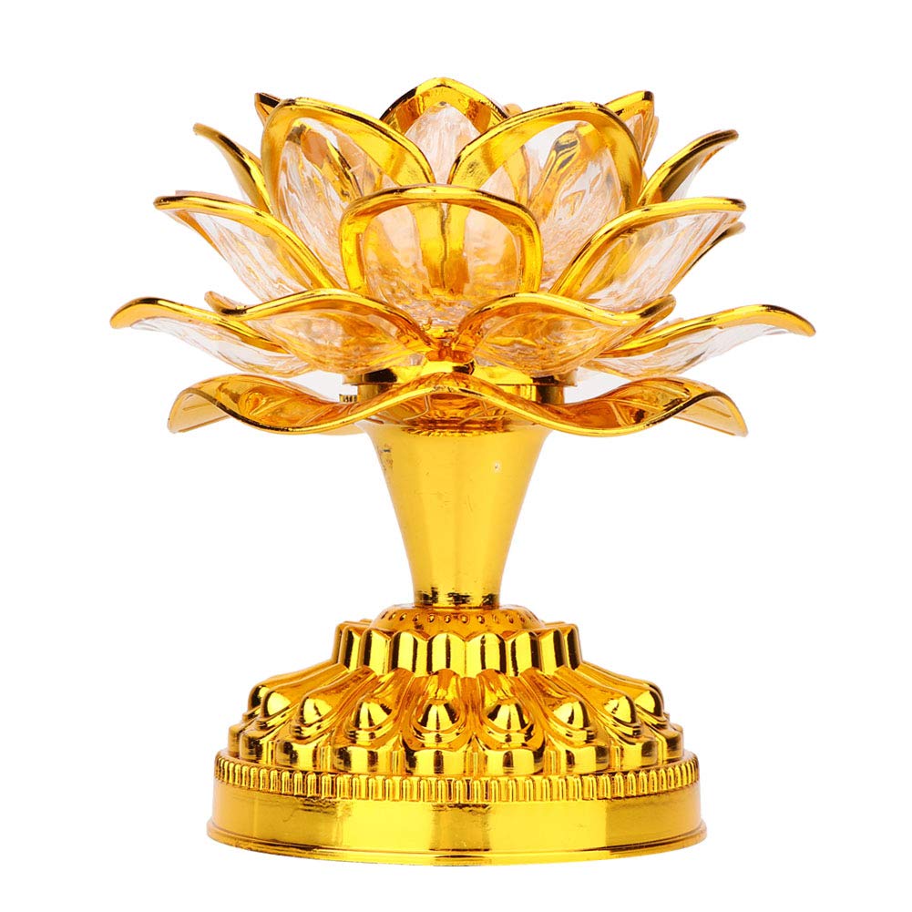 Shanrya Buddha Lamp - LED Buddhist Light, Energy Saving, Golden Plated Acrylic, Lightweight, Dual Power Supply for Home Decor, Meditation Room & Spiritual Spaces