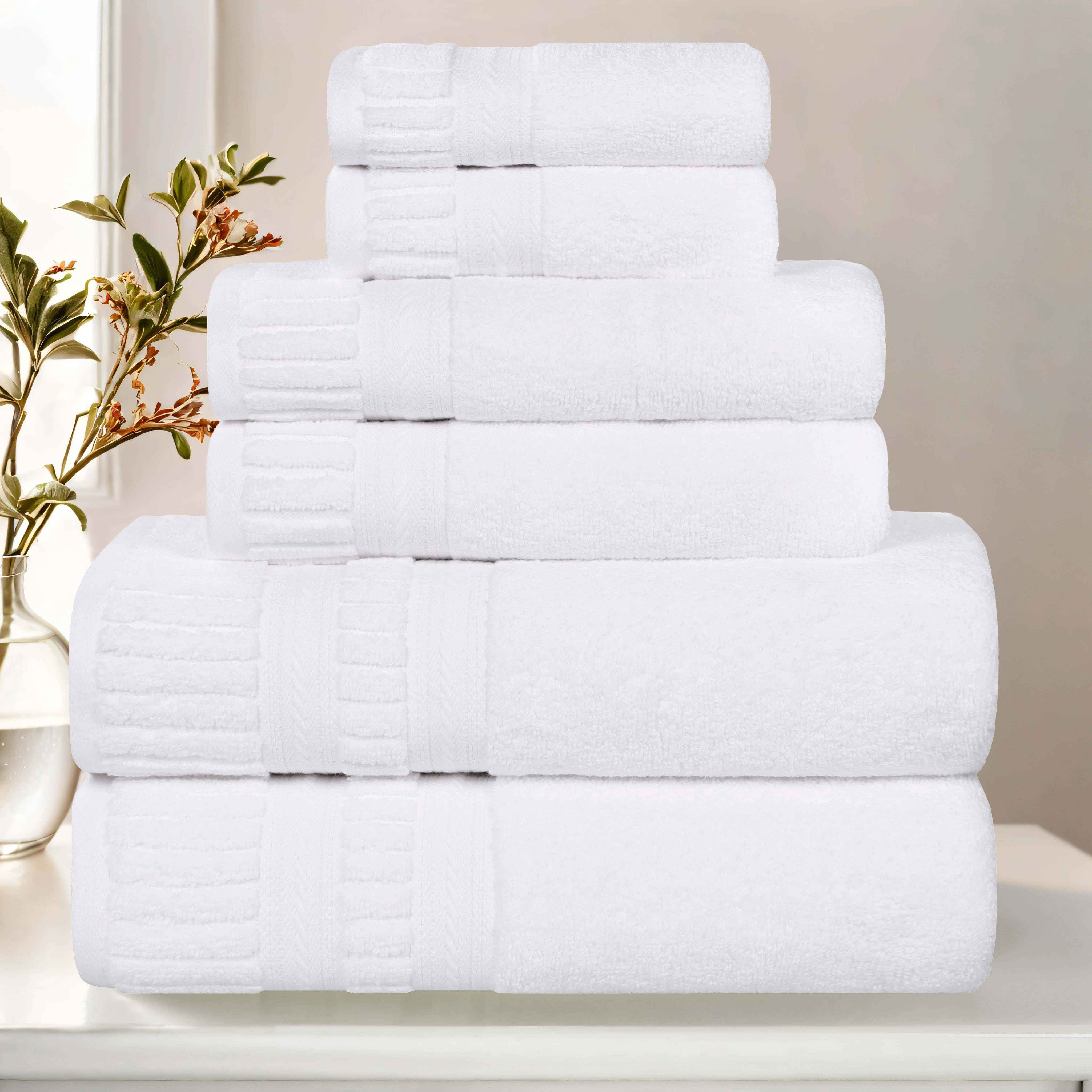 Venice Zero Twist Cotton 6-Piece Towel Set - Medium Weight, Highly Absorbent Bath Towels for Spa, Gym & Home Use