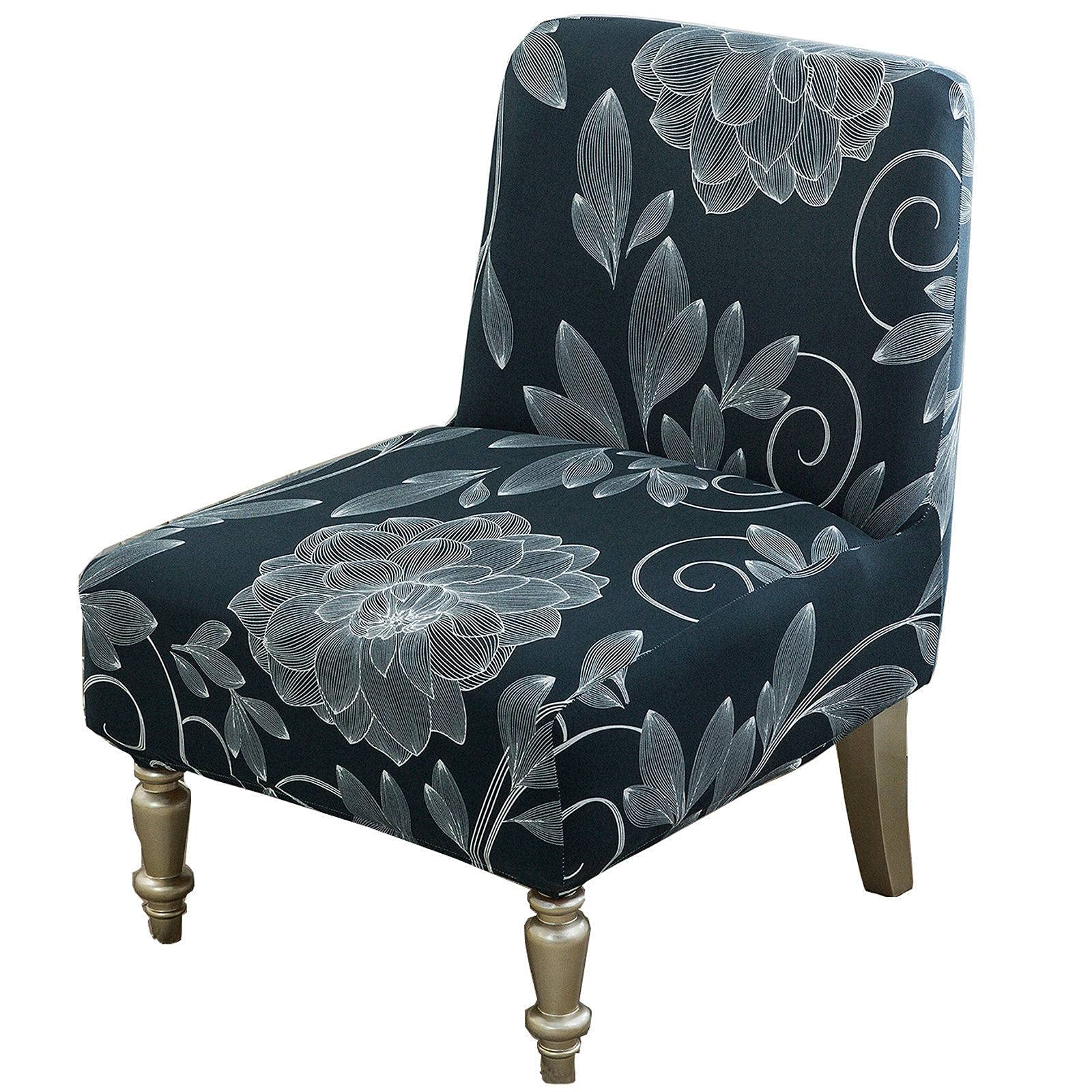 Stretch Printed Armless Chair Slipcovers - Removable Non-Slip Furniture Protector, Washable Accent Chair Covers for Living Room, Sofa, Dining Chairs - One Size Fits Most - Home Decor & Furniture Protection