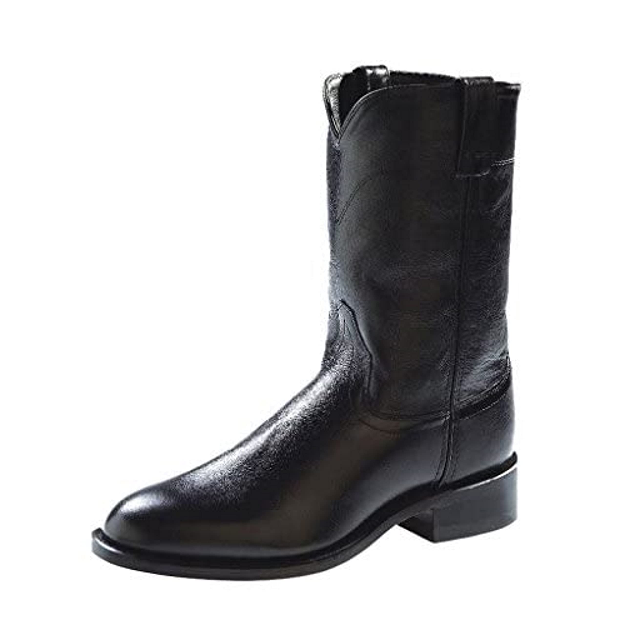 Old West Men's Corona Calf Leather Roper Toe Joseph Pull-on Cowboy Boots - Western Style Work & Riding Boots for Men - Perfect for Ranch Work, Country Dancing and Outdoor Adventures