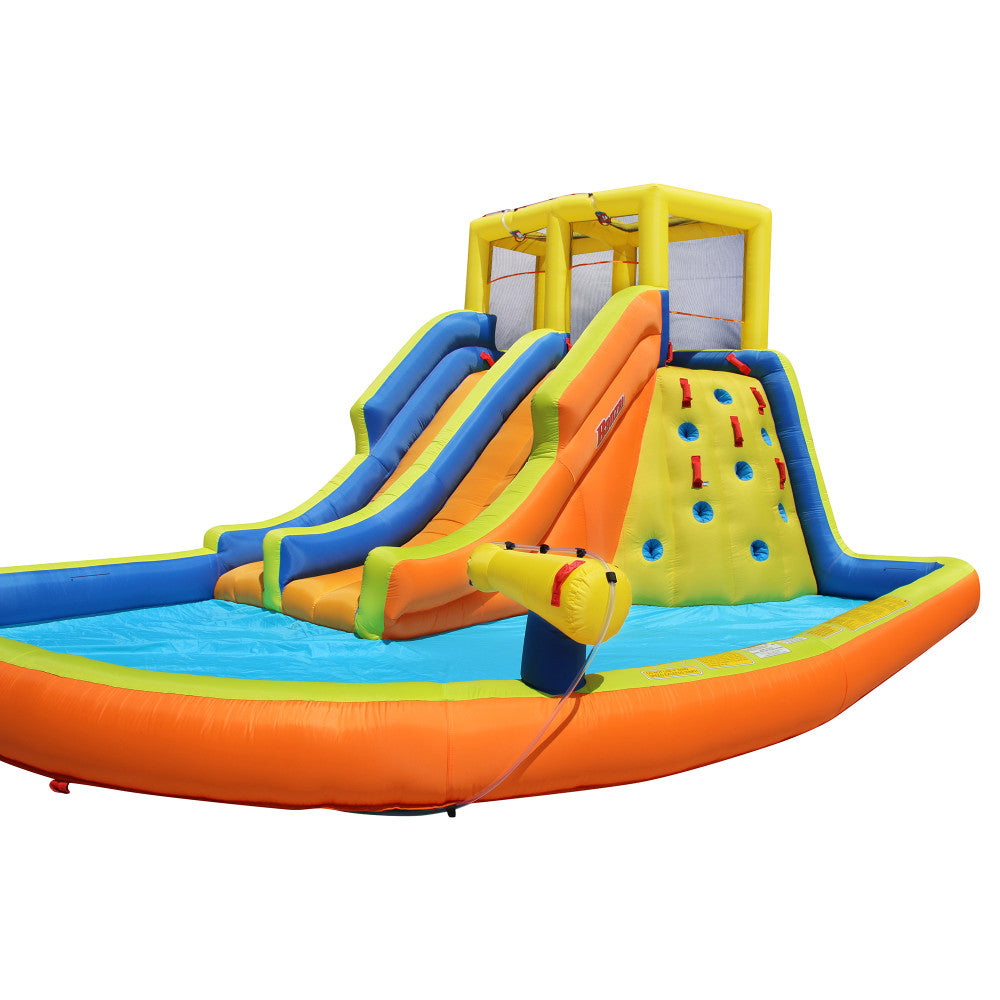 Banzai Double Drench Water Park - Inflatable Dual Slide Backyard Splash Pool Toy for Kids Outdoor Summer Water Play